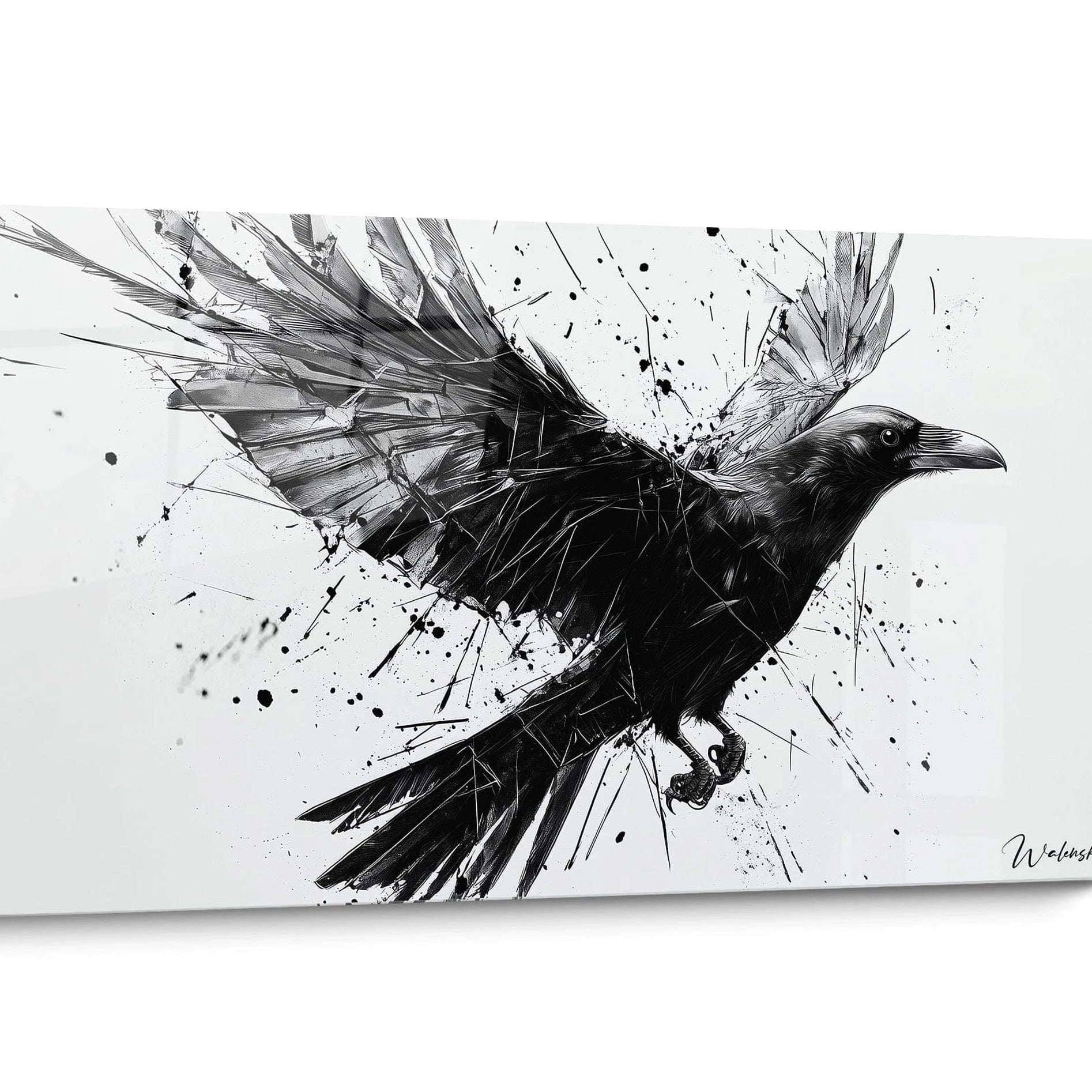 Tableau corbeau Noir et Blanc