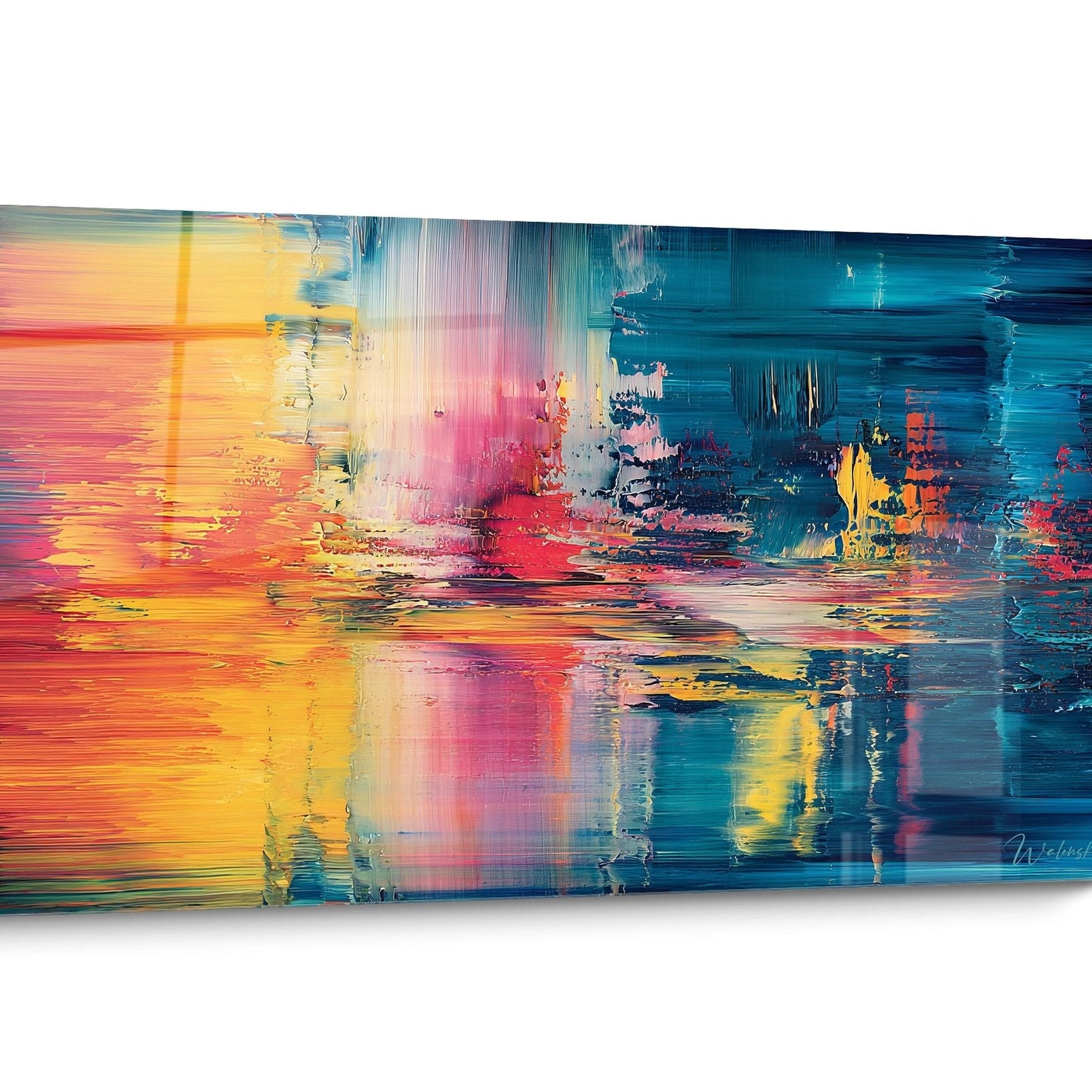 Tableau abstrait style raclé Coloré