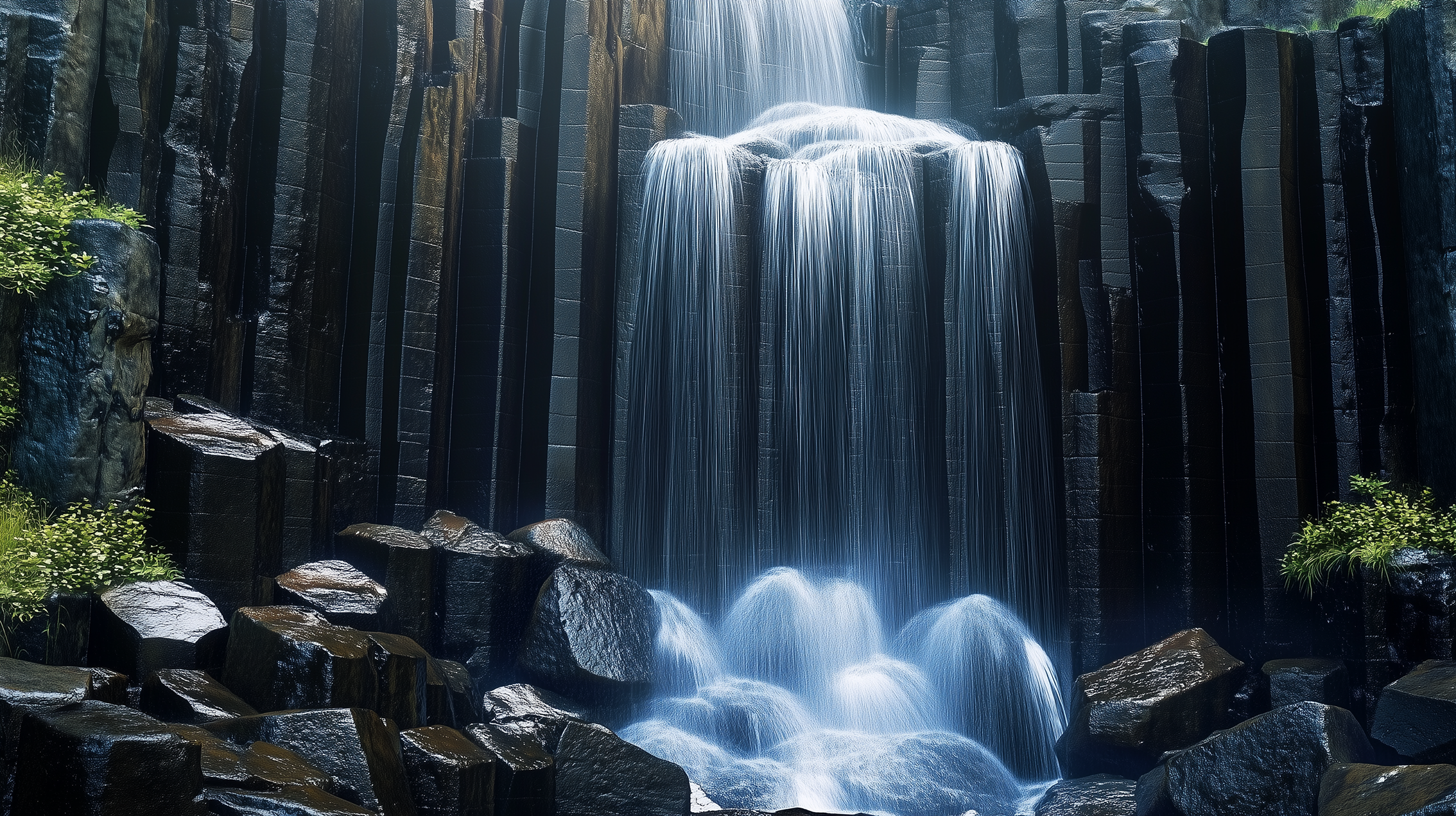 Tableau cascades représentant une chute d’eau majestueuse, capturant la puissance et la sérénité du paysage.