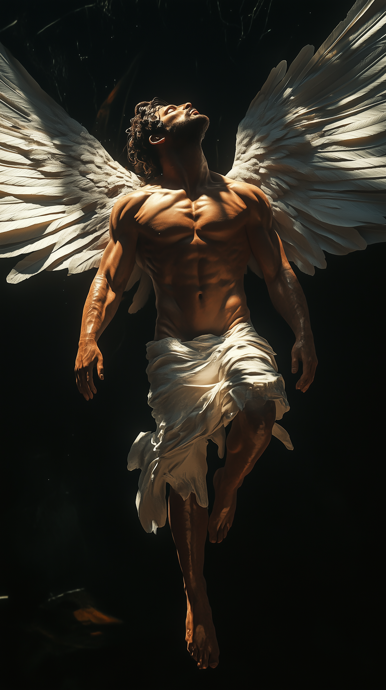 Tableau Icare illustrant le héros grec dans son envol vers le soleil, œuvre d'art mythologique capturant l'instant entre ambition et chute dans une composition dramatique.