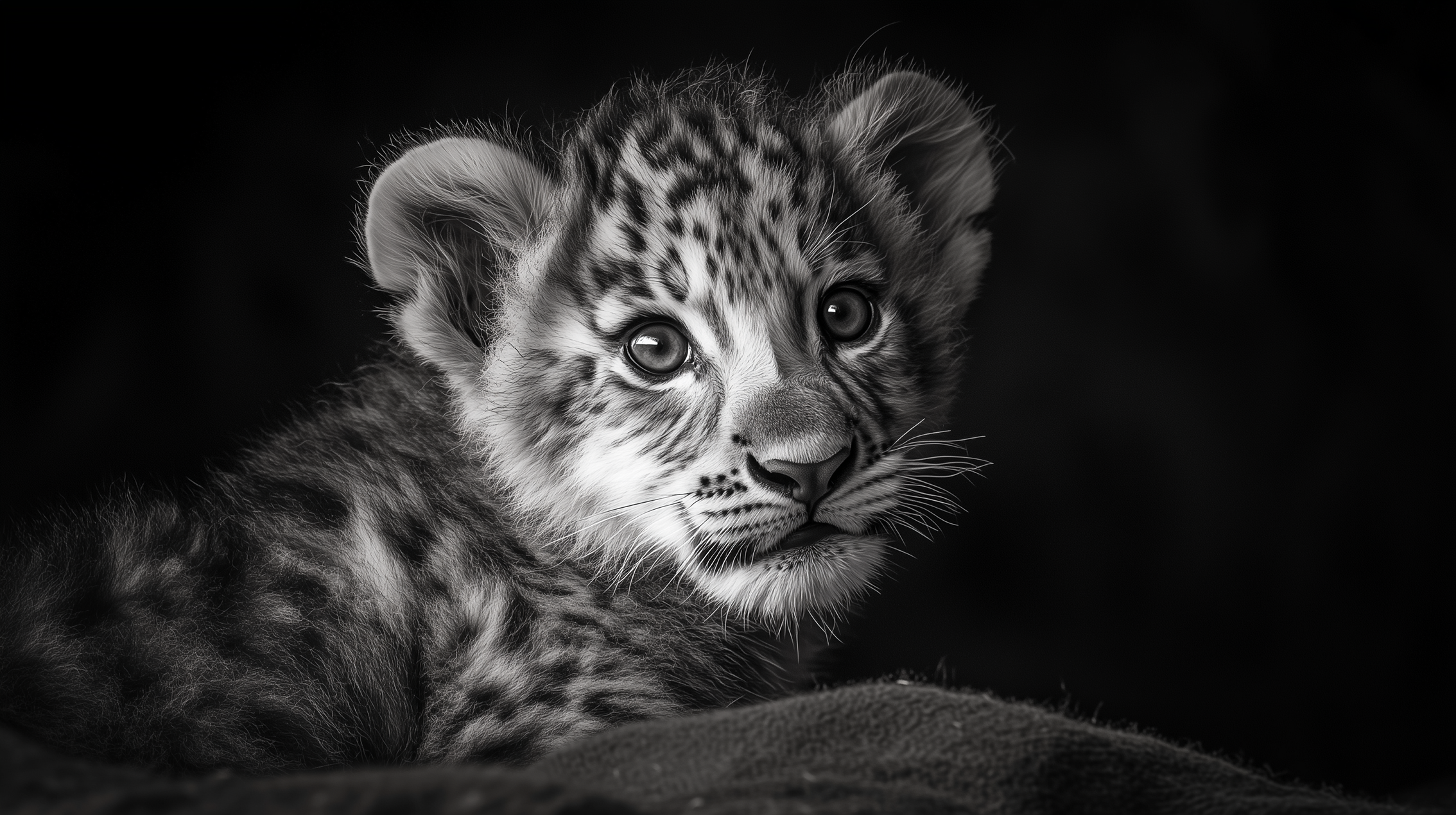 Tableau Lionceau illustrant le jeune félin dans sa phase d'exploration et de jeu, capturant l'innocence et la curiosité naturelle du futur roi de la savane.