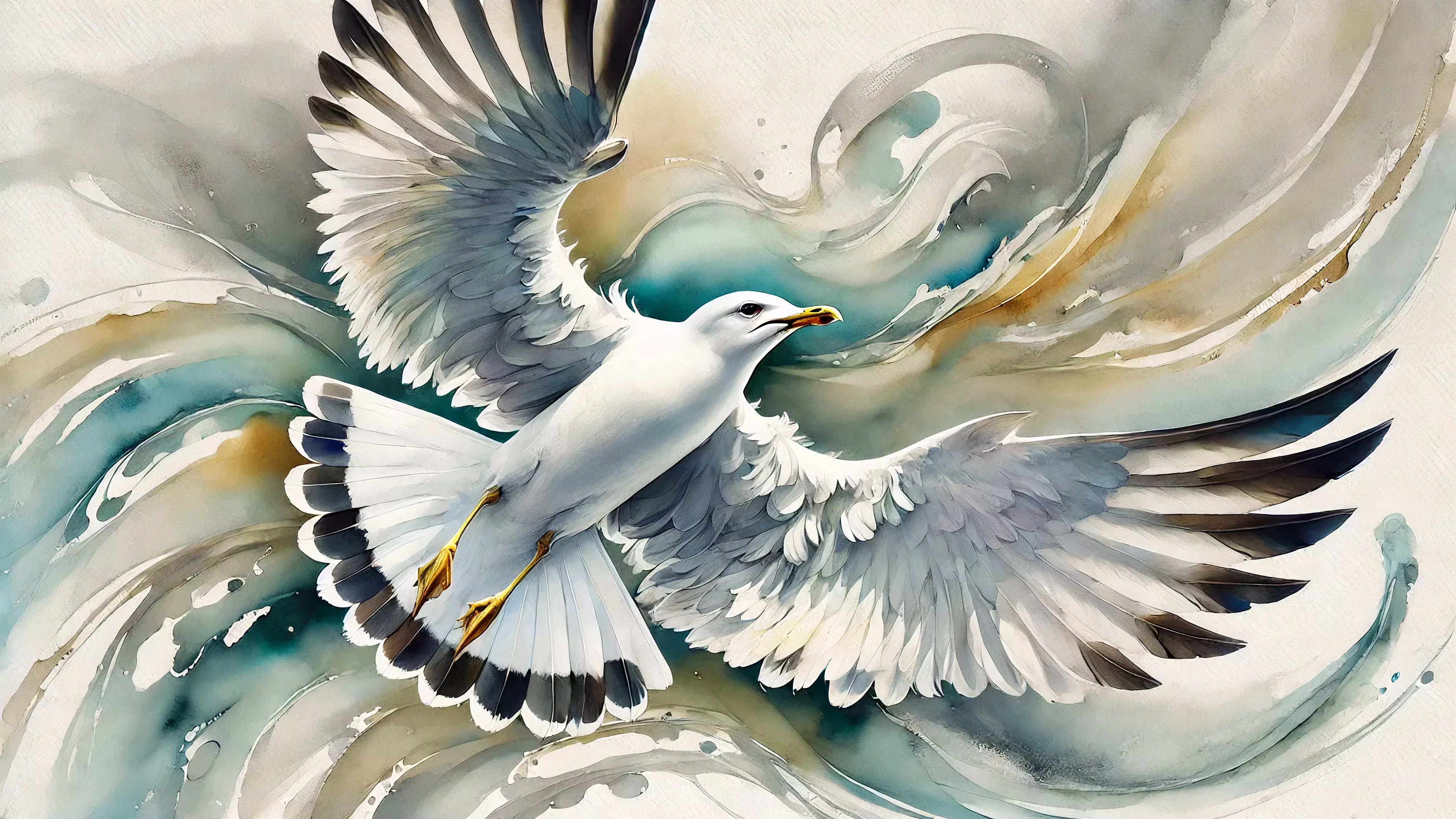 Collection Tableaux Mouette représentant des peintures murales de mouettes en plein vol, ajoutant sérénité à votre intérieur