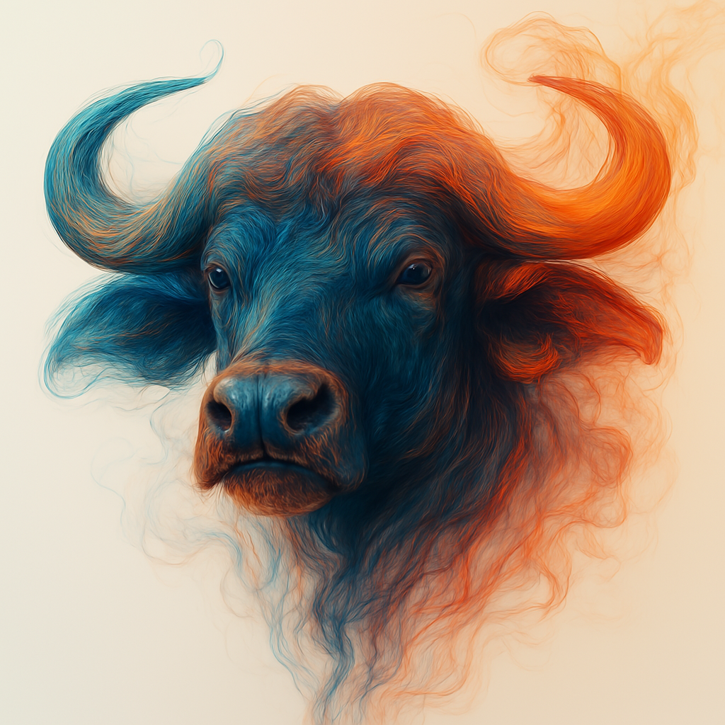 Tableau mythoscène fluide représentant des formes organiques entrelacées aux couleurs fondues évoquant un univers onirique en mouvement, où des éléments mythologiques émergent dans une composition liquide fascinante.