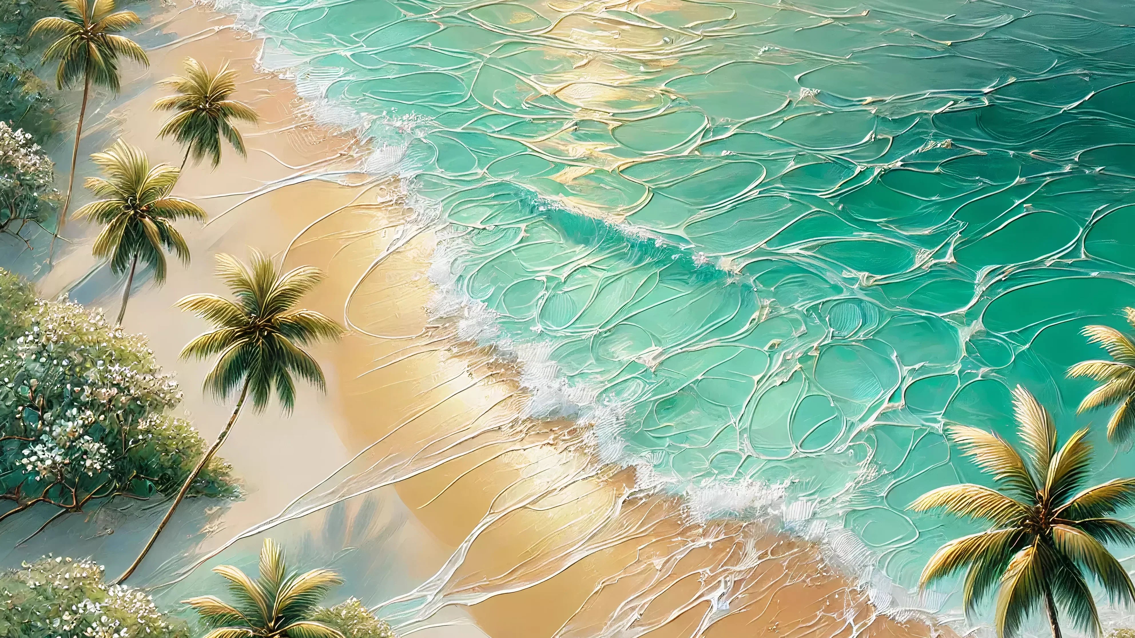Tableau représentant une plage paradisiaque pour salle de bain, avec sable fin et eaux turquoise créant une atmosphère d'évasion et de vacances dans votre espace quotidien.