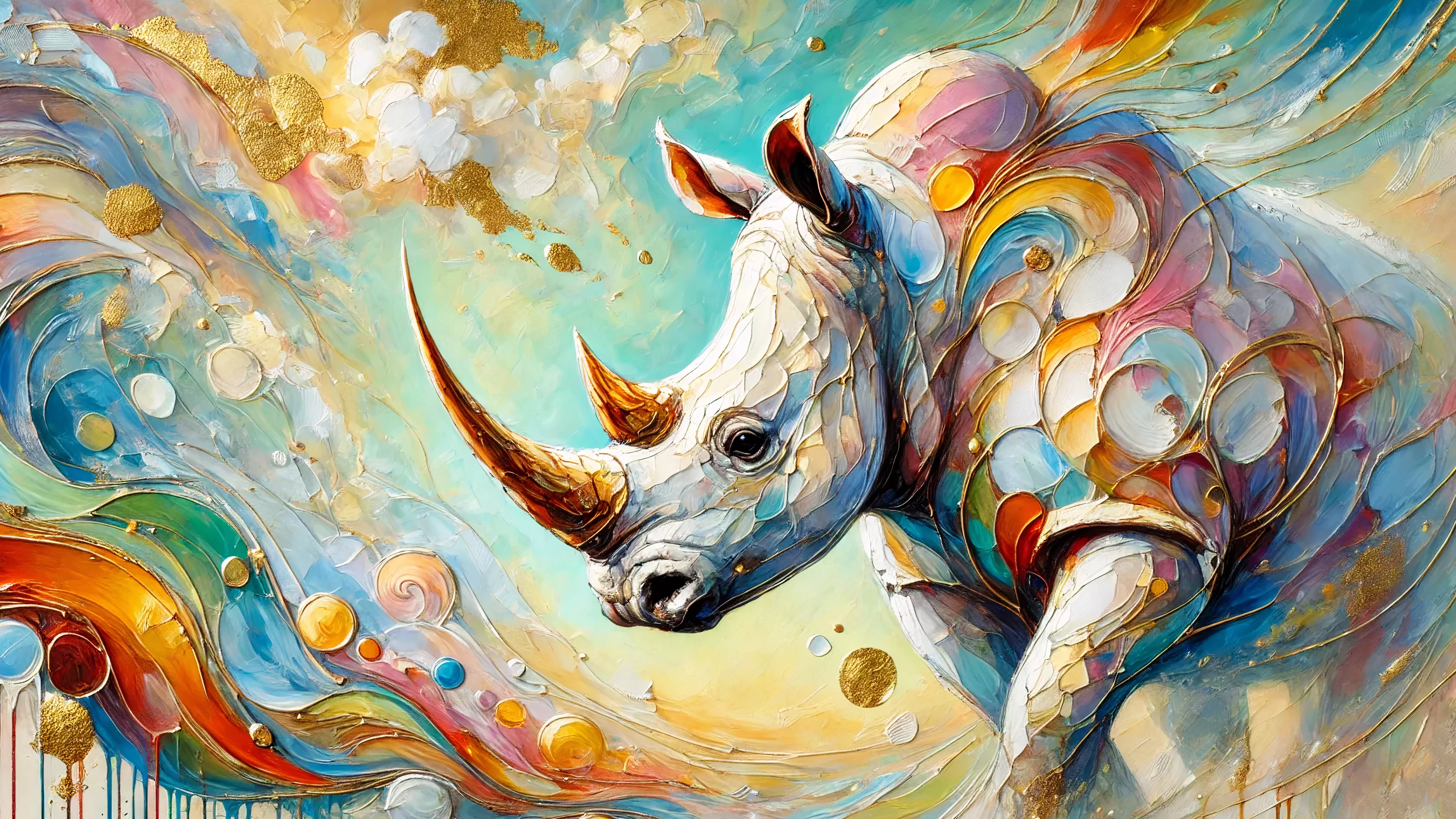 Collection de Tableaux Rhinocéros avec des œuvres contemporaines illustrant la majesté et la force du rhinocéros