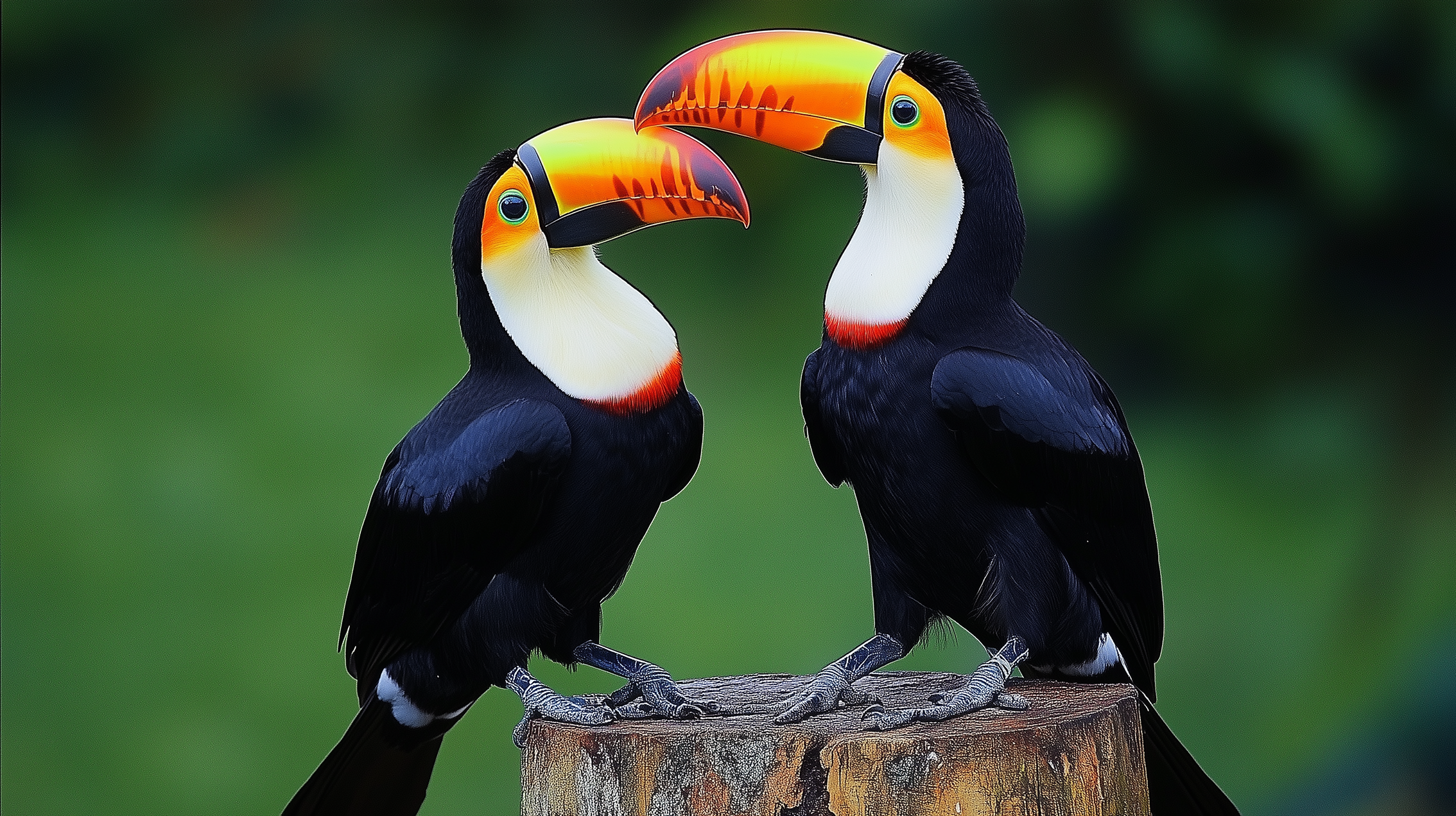 Tableau Toucan représentant l'oiseau tropical aux couleurs vives et au bec caractéristique perché dans la végétation luxuriante de la forêt amazonienne.