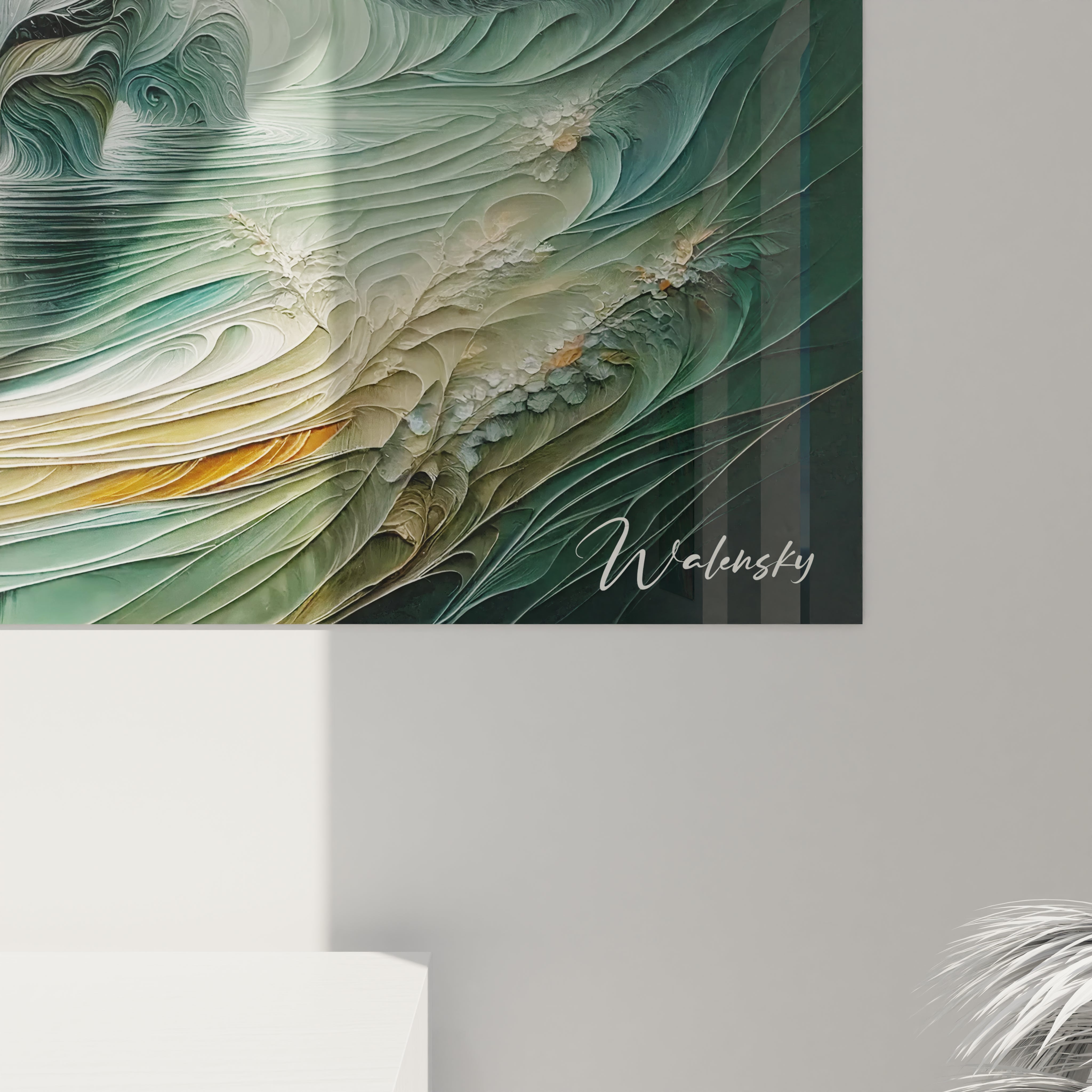 En regardant de près ce tableau tigre, on perçoit les détails fascinants des courbes fluides et hypnotiques. L’art abstrait se mêle au réalisme pour capturer l’essence majestueuse de cet animal emblématique.