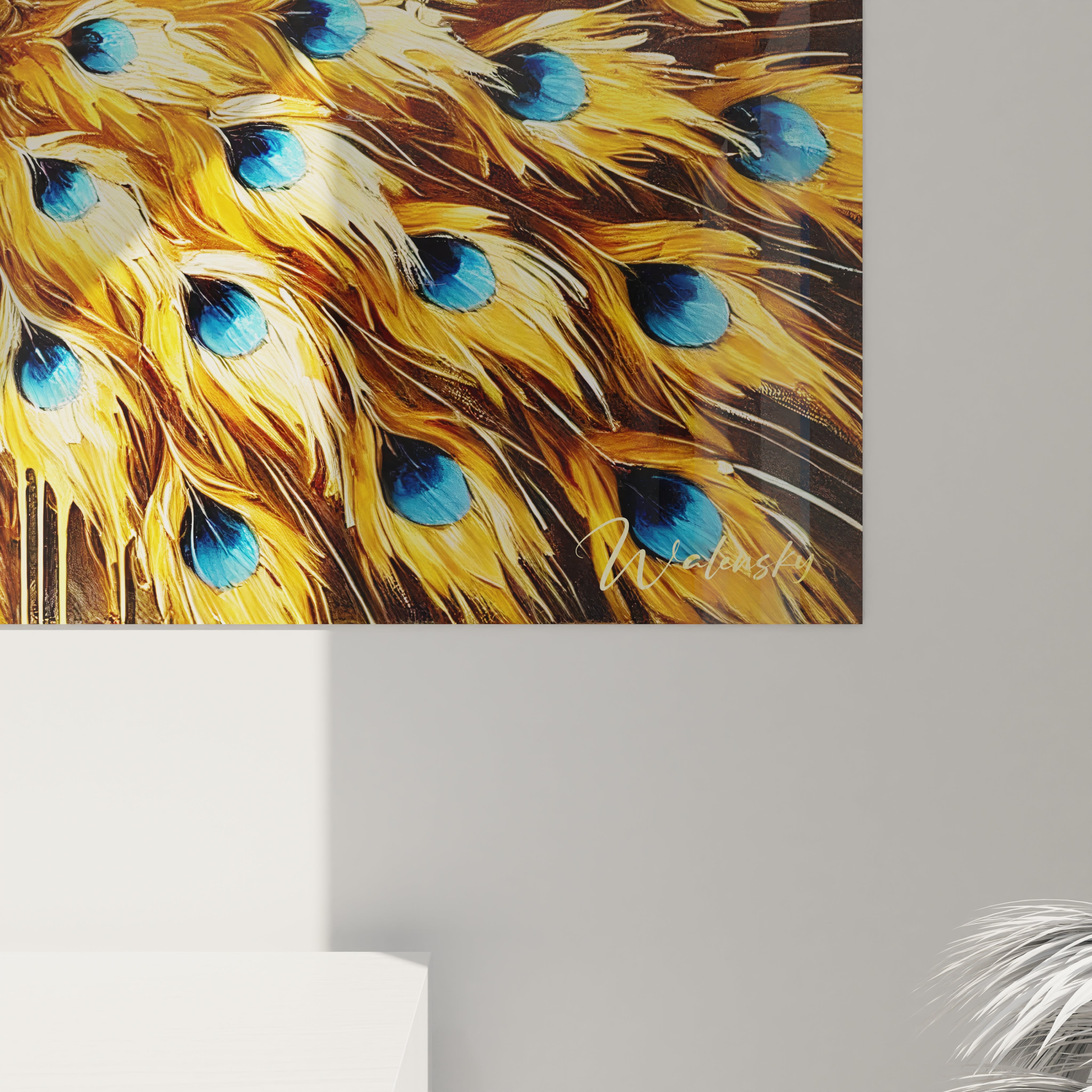 Découvrez les détails raffinés du tableau paon de près, où chaque plume est minutieusement peinte. Une œuvre dynamique qui apportera du caractère à votre décoration.