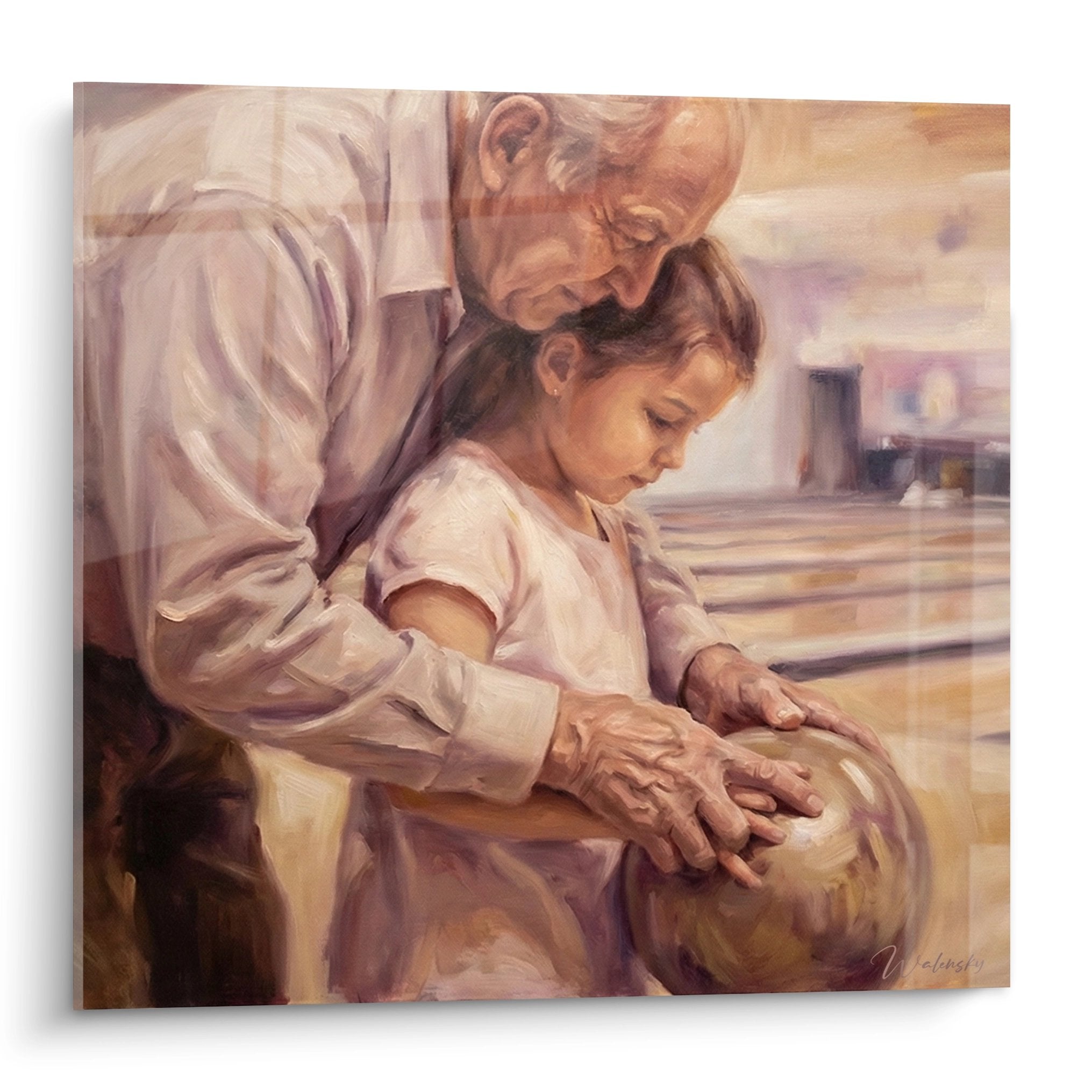 Wall art potter and apprentice working together clay pottery wheel craftsmanship art transmission