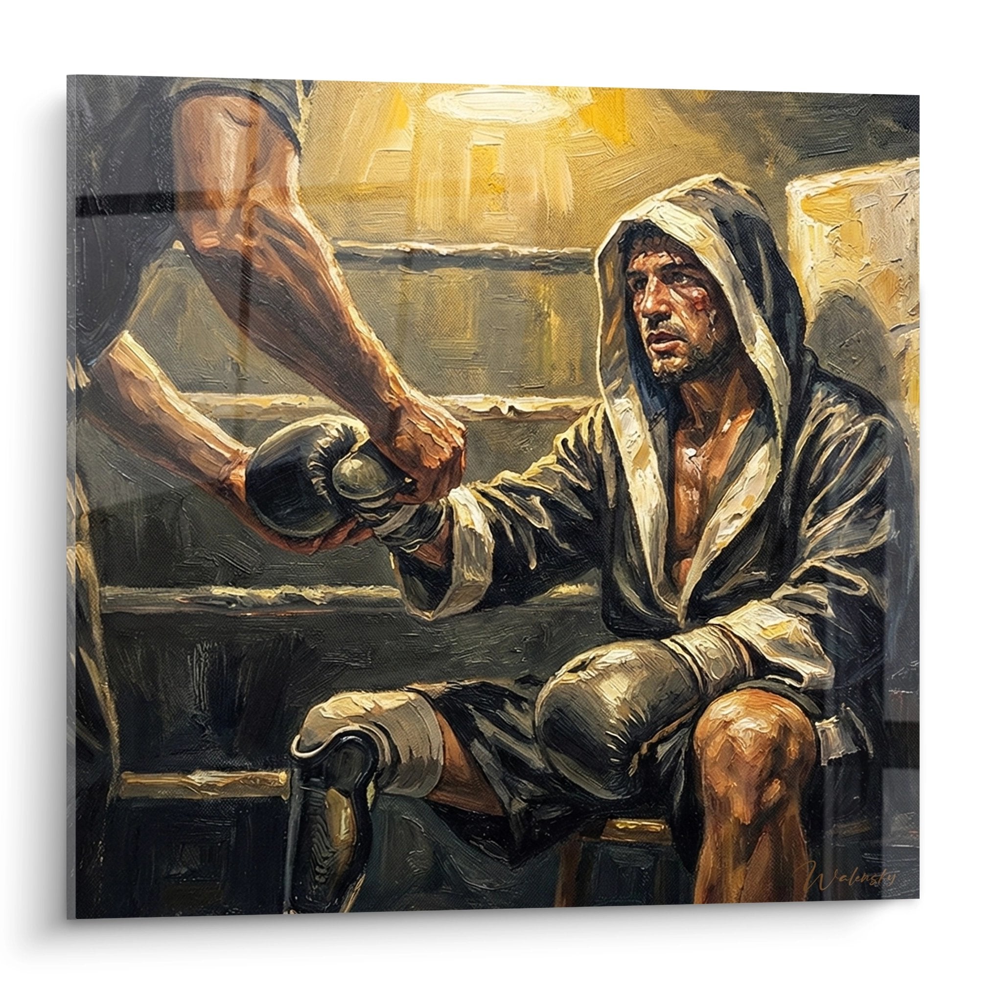 Quadro artigiano al lavoro edizione paralimpica pittura forza perseveranza determinazione