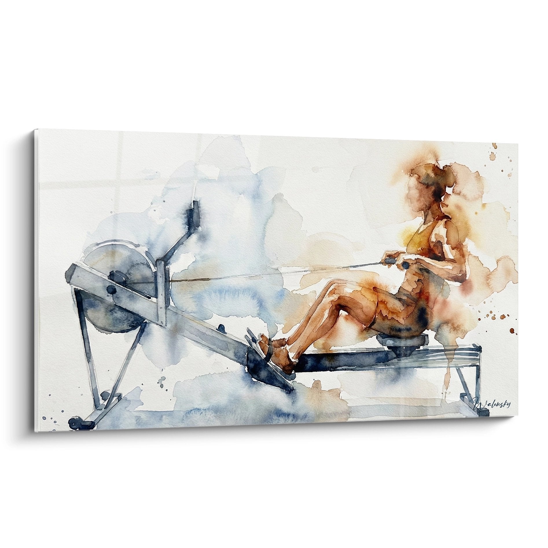 Quadro acquerello rematore crossfit atleta sforzo pittura arte deco sport fitness motivazione