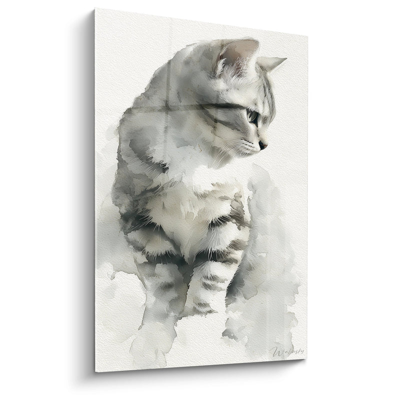 Quadro chaton acquerello - Innocenza felina - Edizione gatto American Shorthair