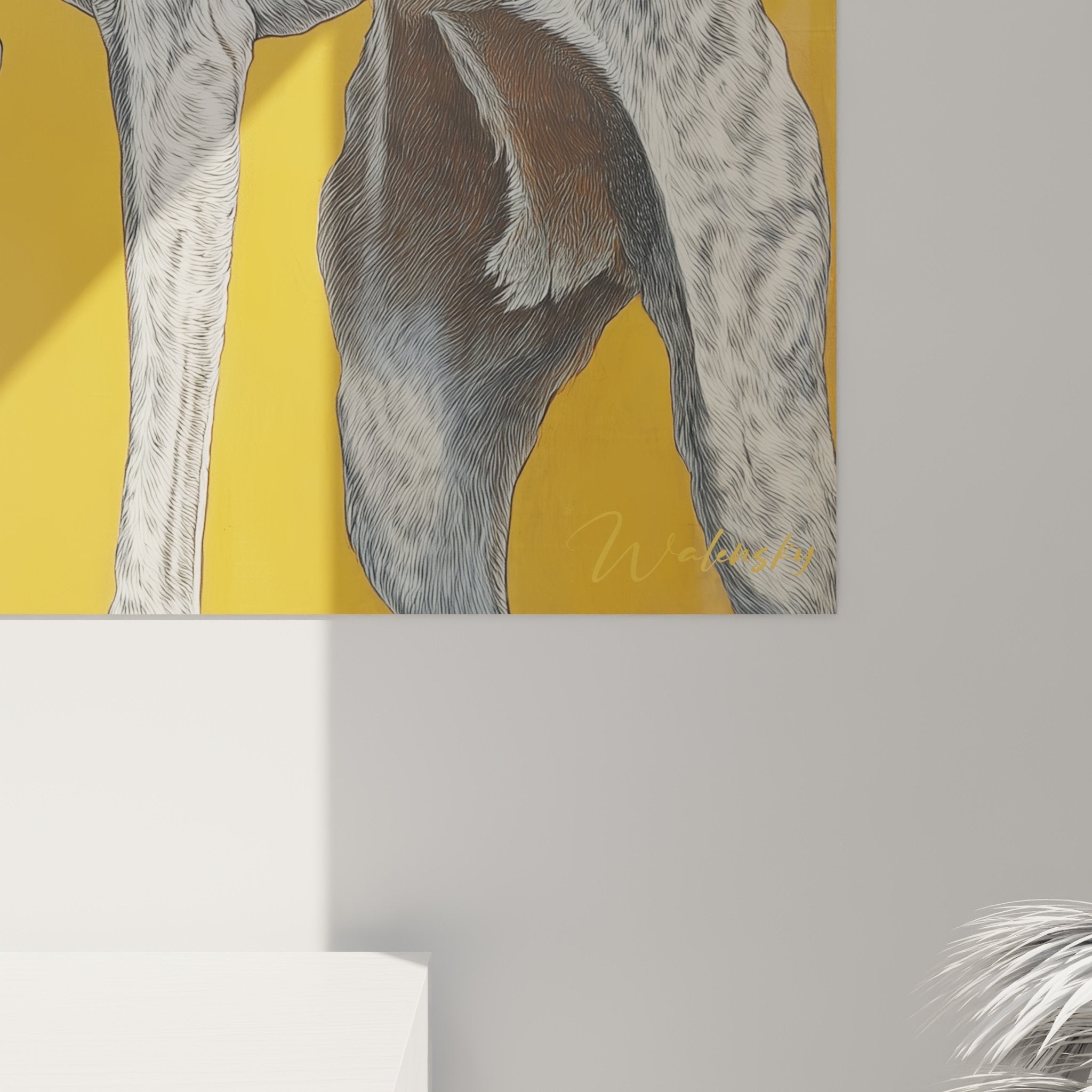 tableau levrier whippet accroche mur salon decoration interieur contemporain art canin