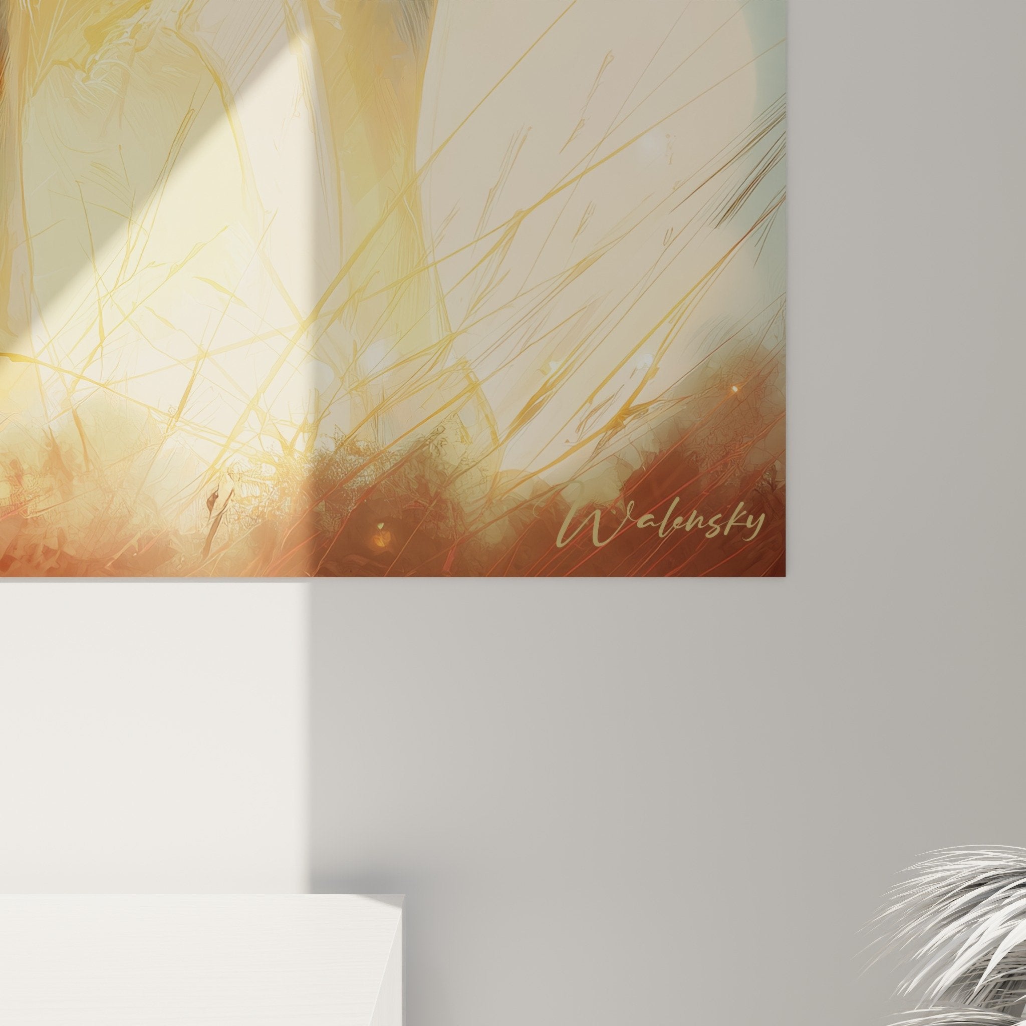 Vue d'ensemble tableau art canin Australian Cattle Dog prairie dorée style artistique