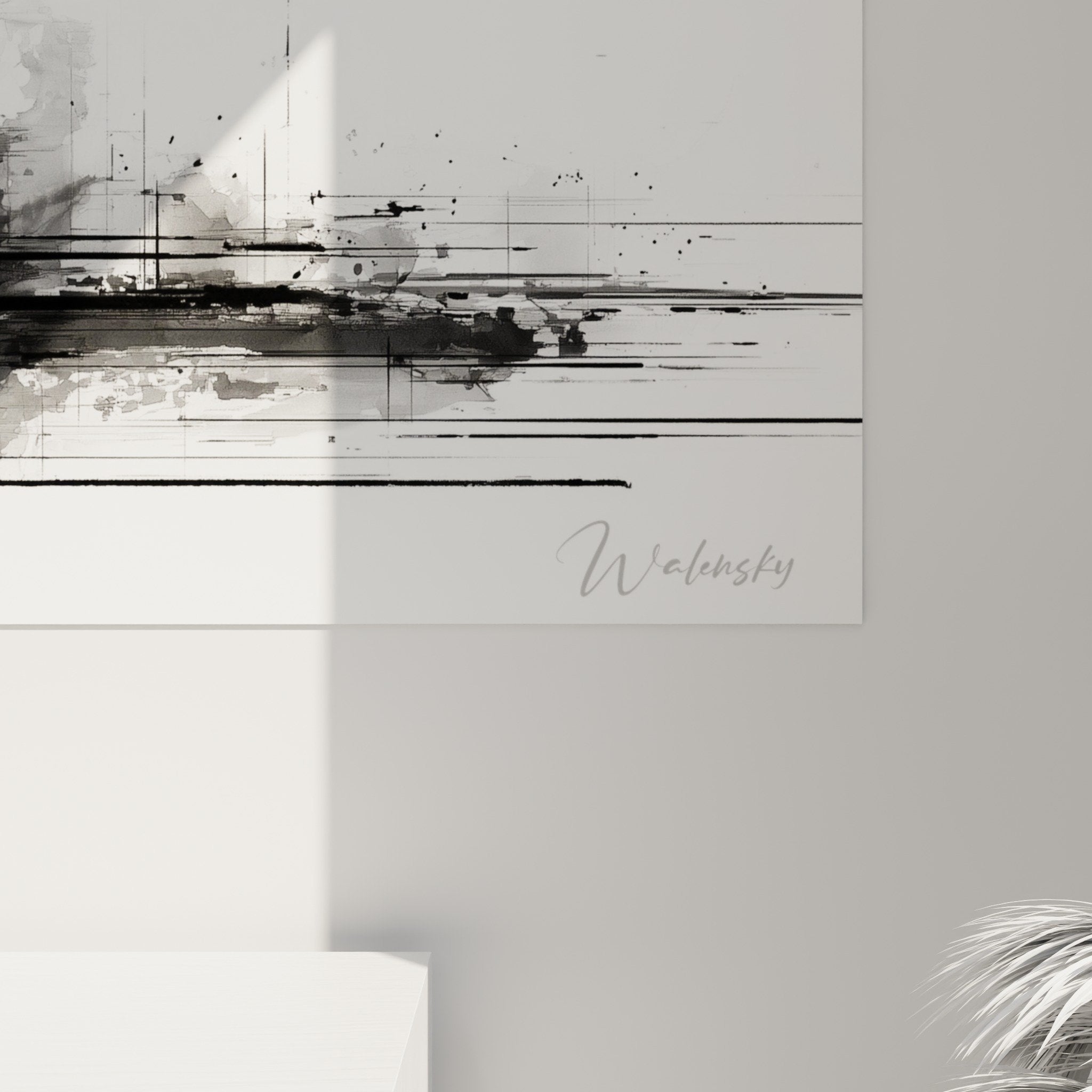 Art mural architecture asiatique pagode monochrome décoration intérieur zen contemporain