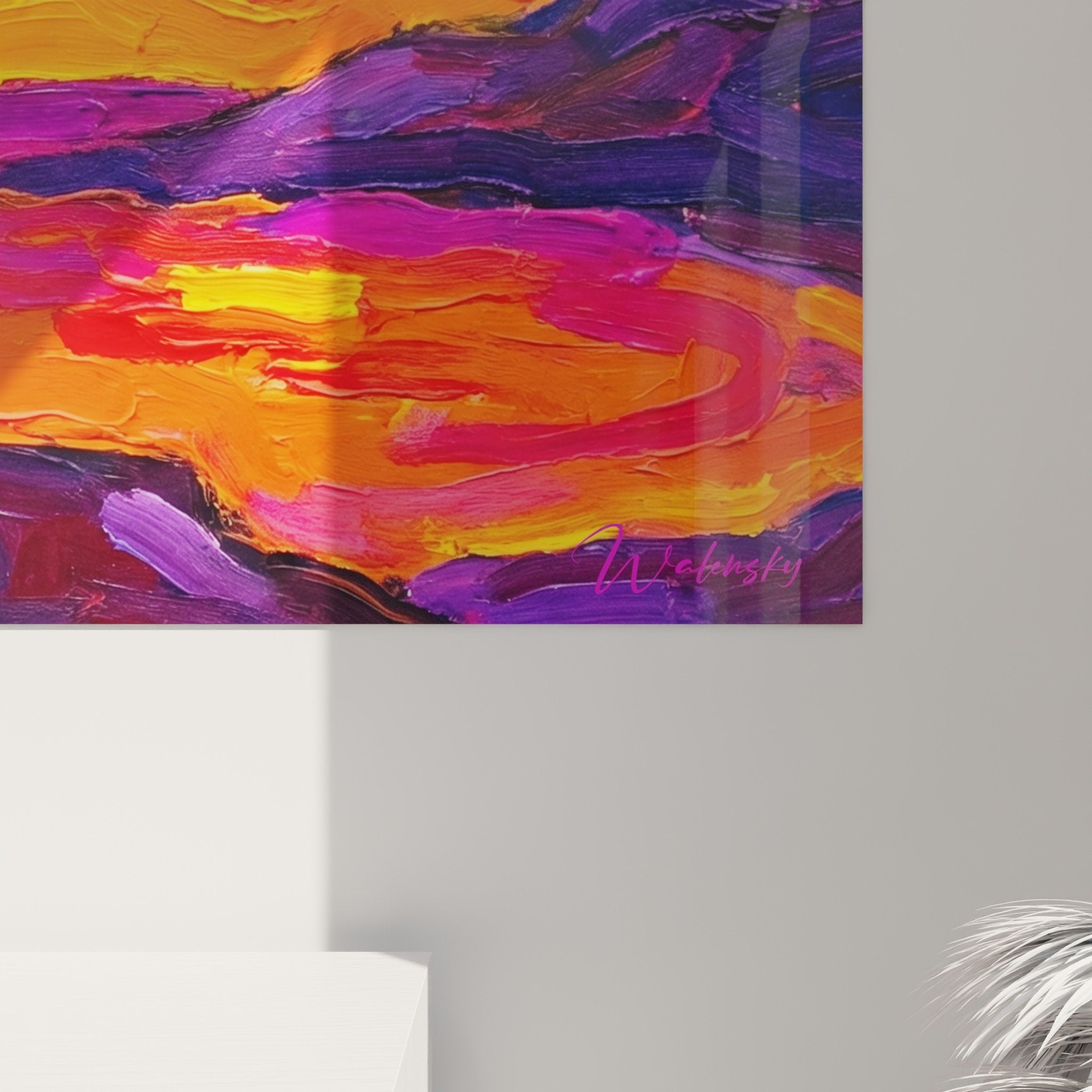 Tableau mural Cane Corso art contemporain salon decoration interieur couleurs expressionnistes rose orange