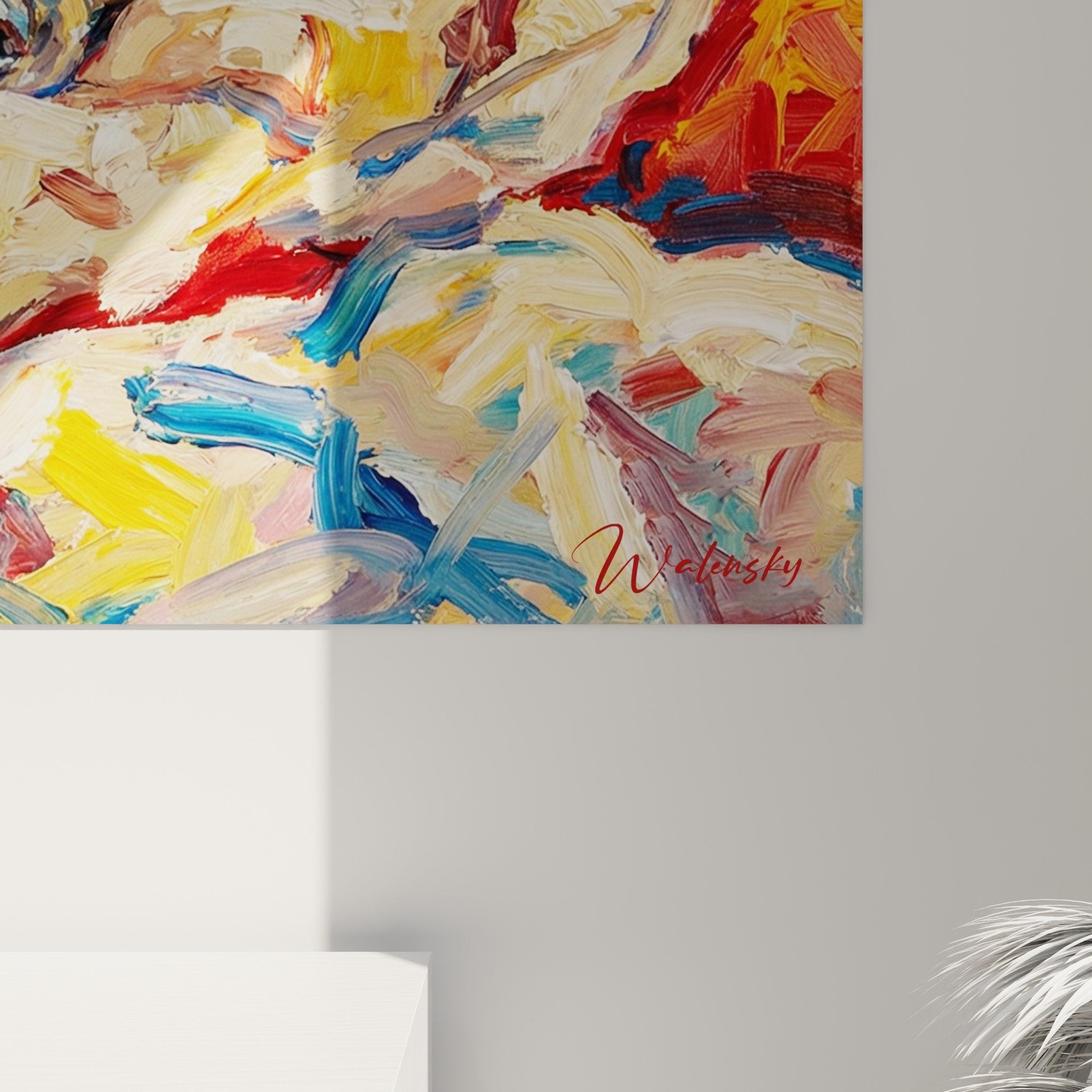 Art mural Schipperke paisible tissus multicolores style impressionniste decoration interieure chaleureuse