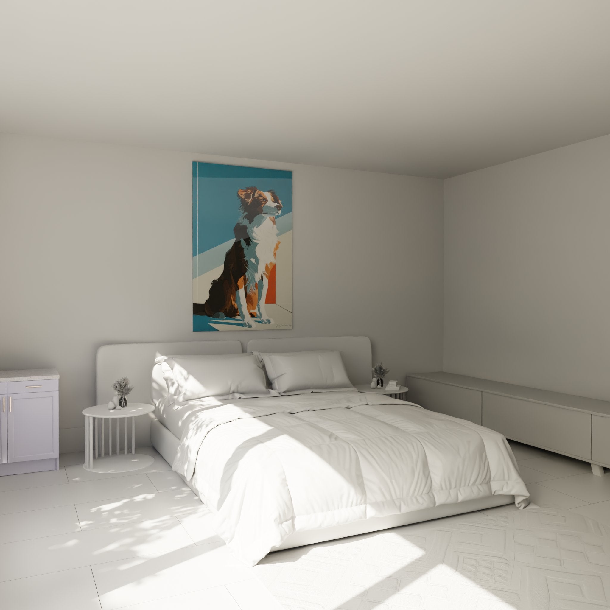 Tableau berger australien tricolore accroche au mur chambre decoration canine moderne