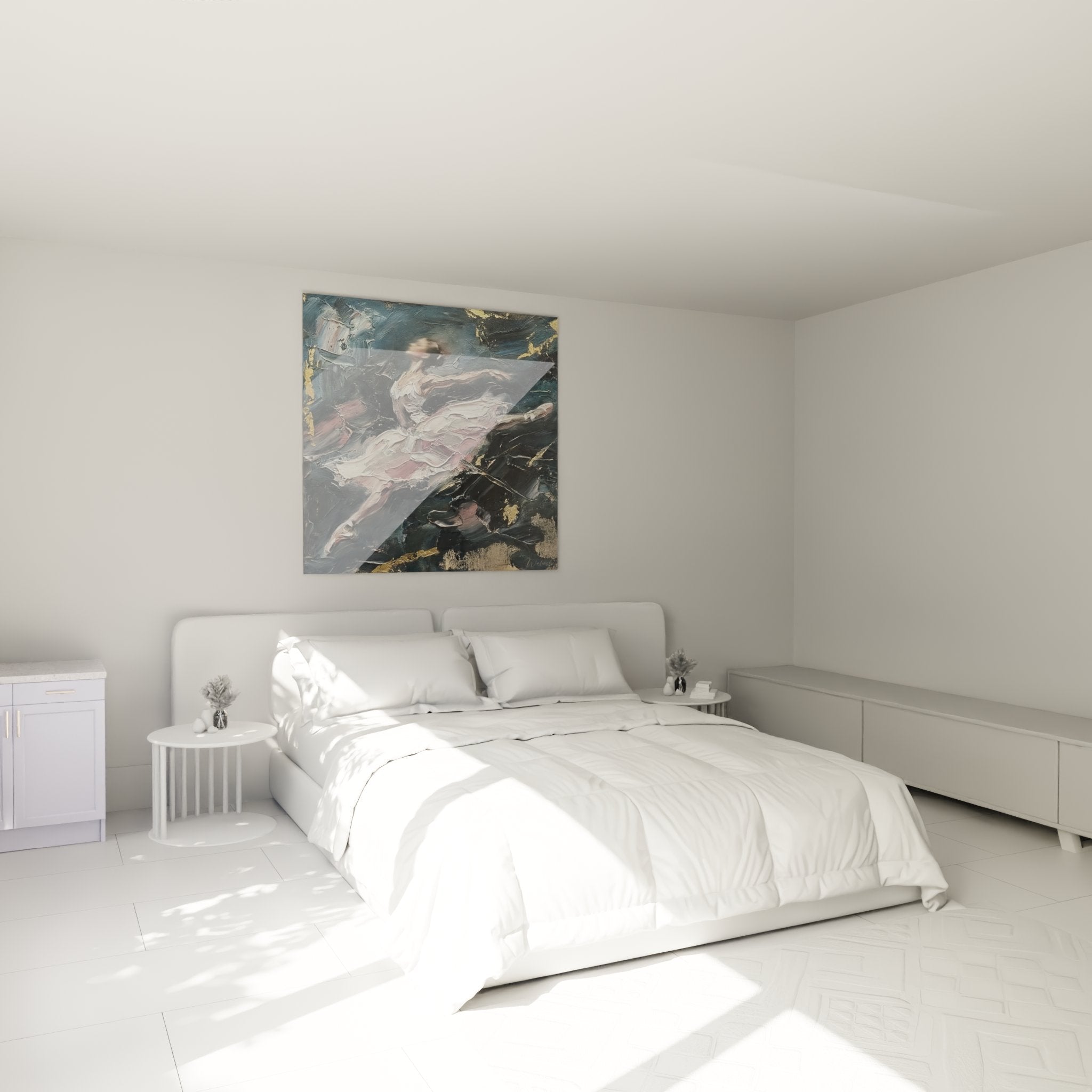 Abstraktes Ballett-Gemälde im modernen Schlafzimmer Wanddekoration Tanz zeitgenössische Kunst