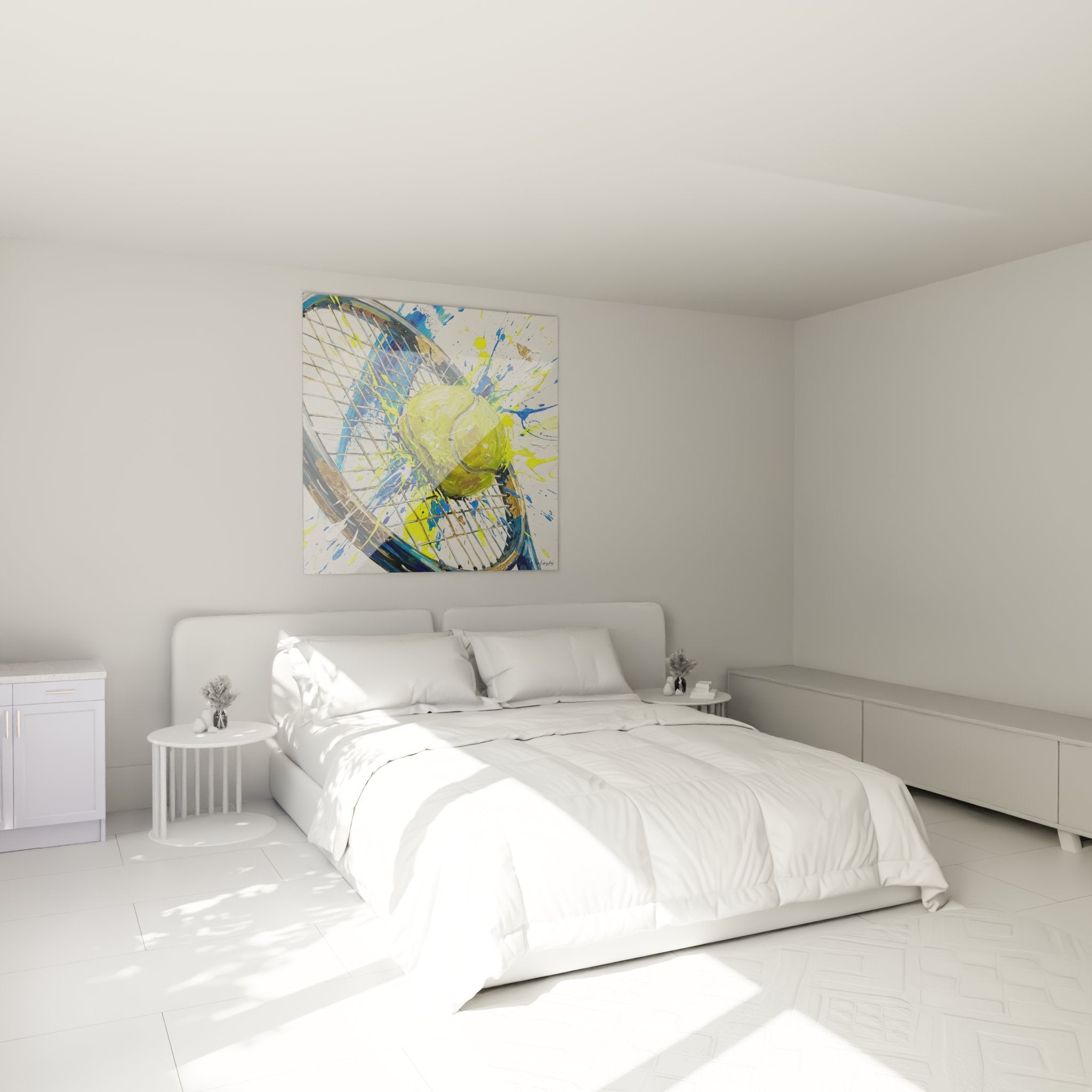 Wall art tennis bedroom canvas racket ball modern impact