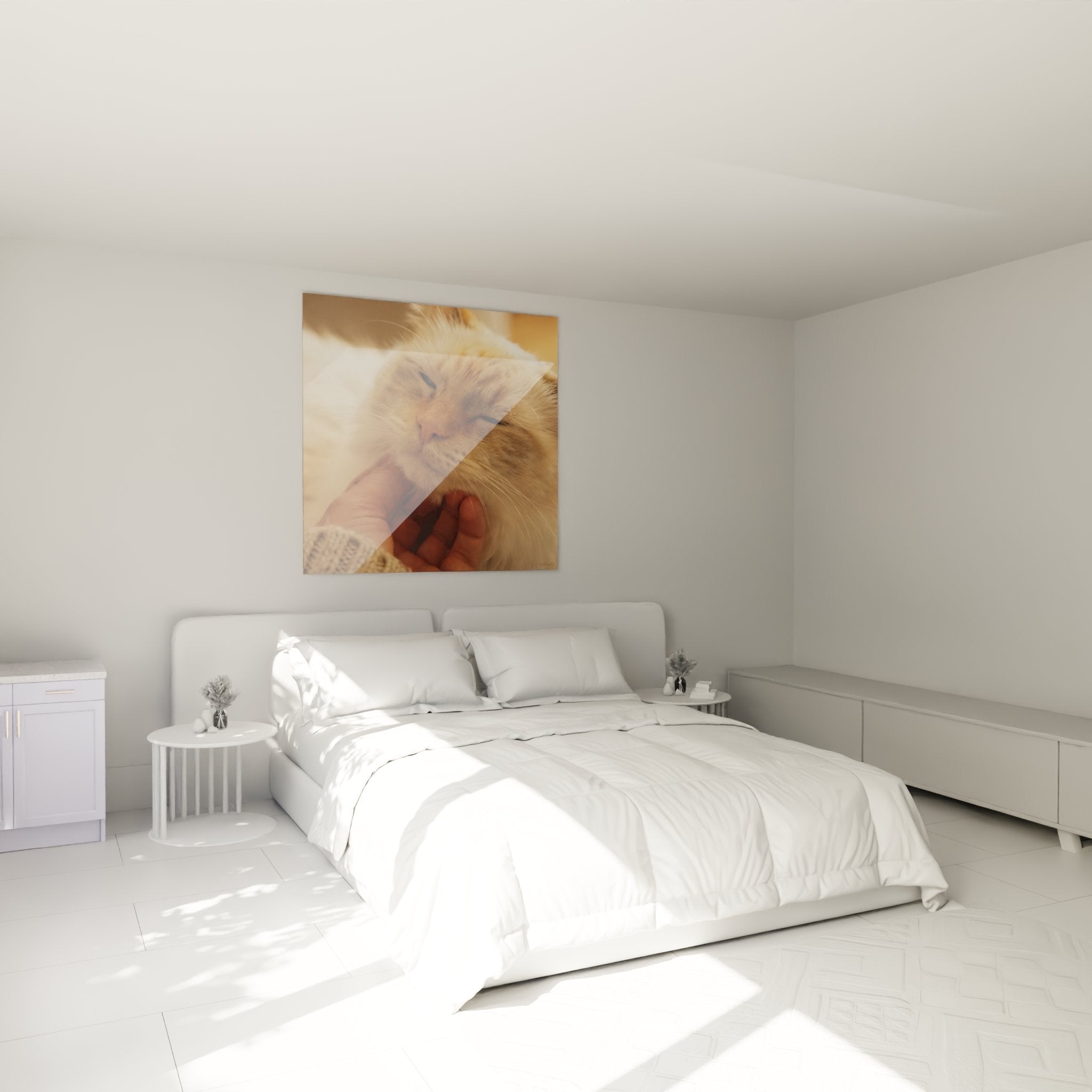 Decorazione murale gatto Ragdoll addormentato in camera accogliente, atmosfera tranquilla e calorosa
