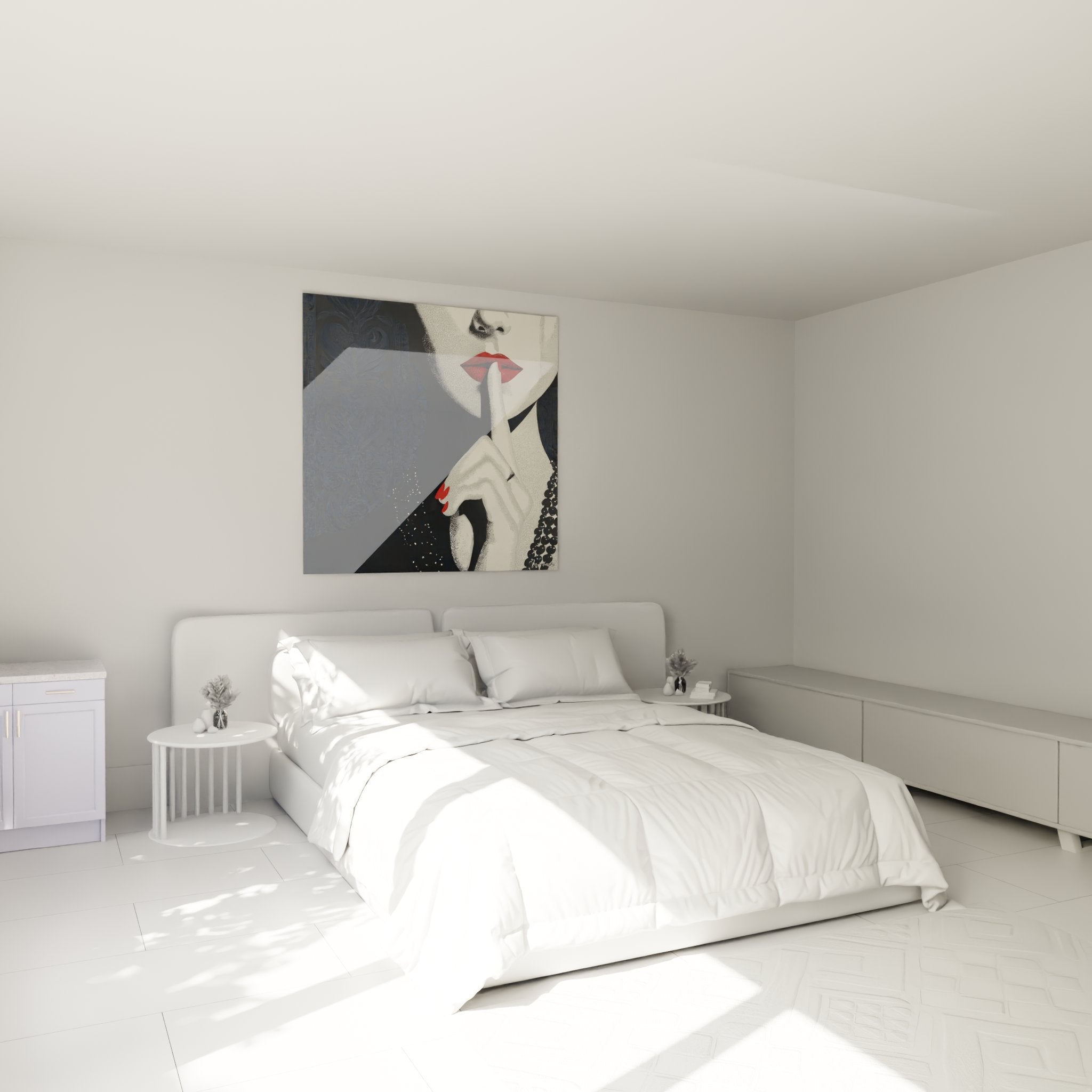 Decorazione camera quadro art déco ritratto donna misteriosa stile anni '20