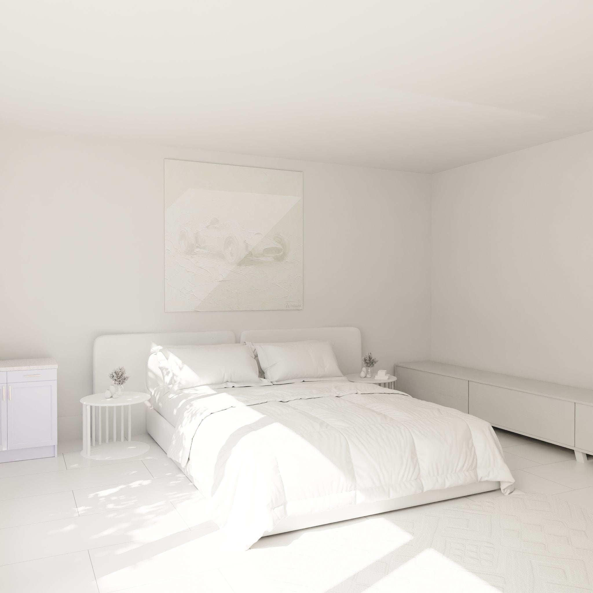 Tableau F1 monoplace racing blanc accroché dans chambre moderne décoration murale sport automobile