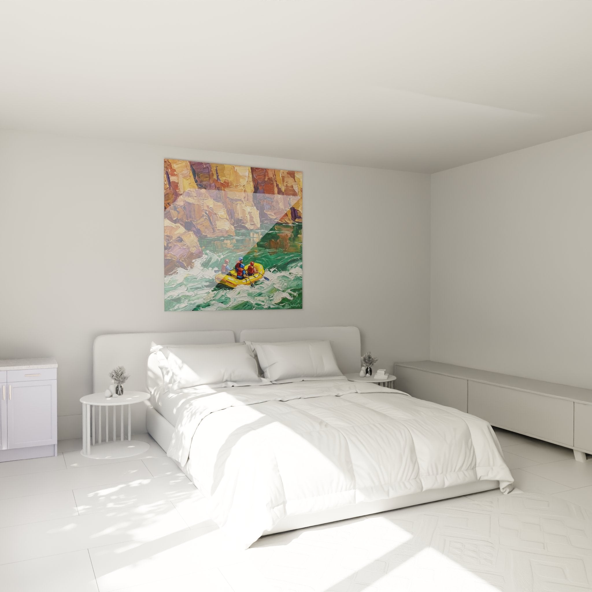 Decoration murale tableau rafting canyon dans chambre moderne ambiance aventure sport eau vive