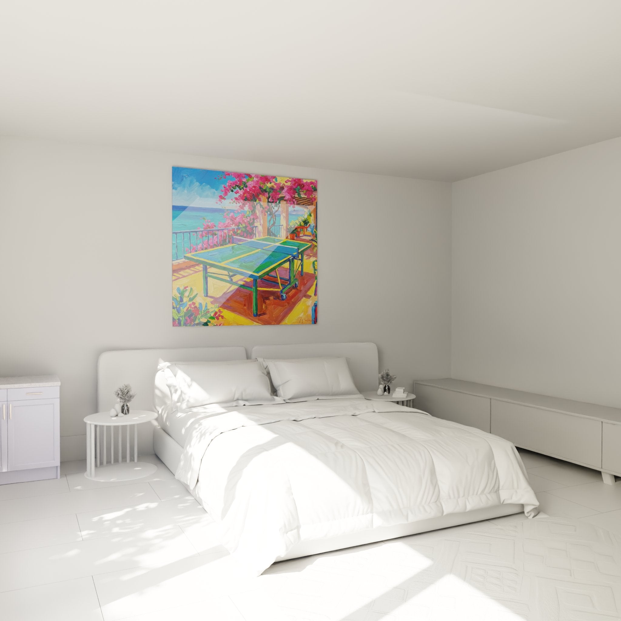 Tableau ping pong Paradise Sport dans chambre moderne avec décoration méditerranéenne élégante