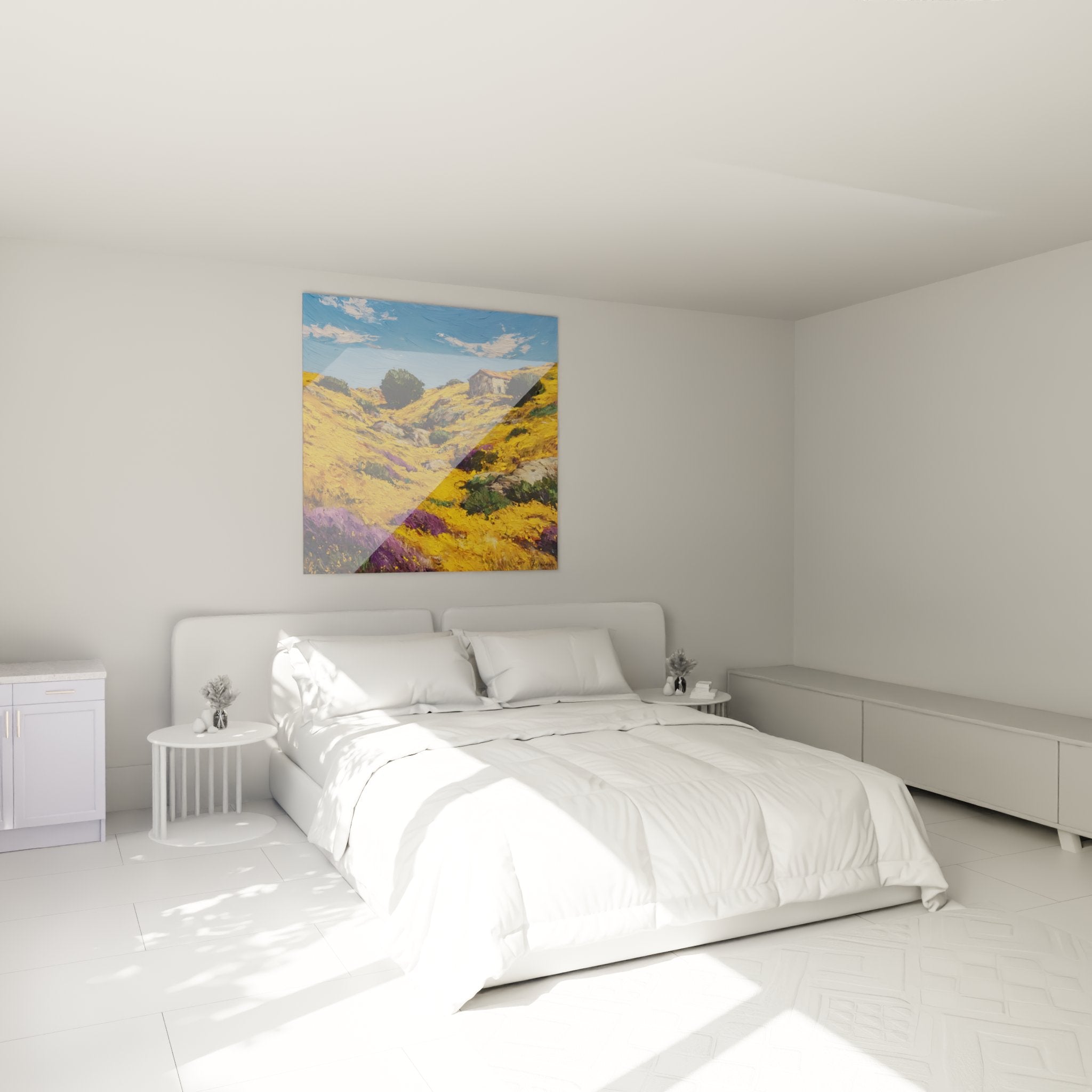 Decoration chambre tableau paysage corse maquis dore ambiance mediterraneenne chaleureuse