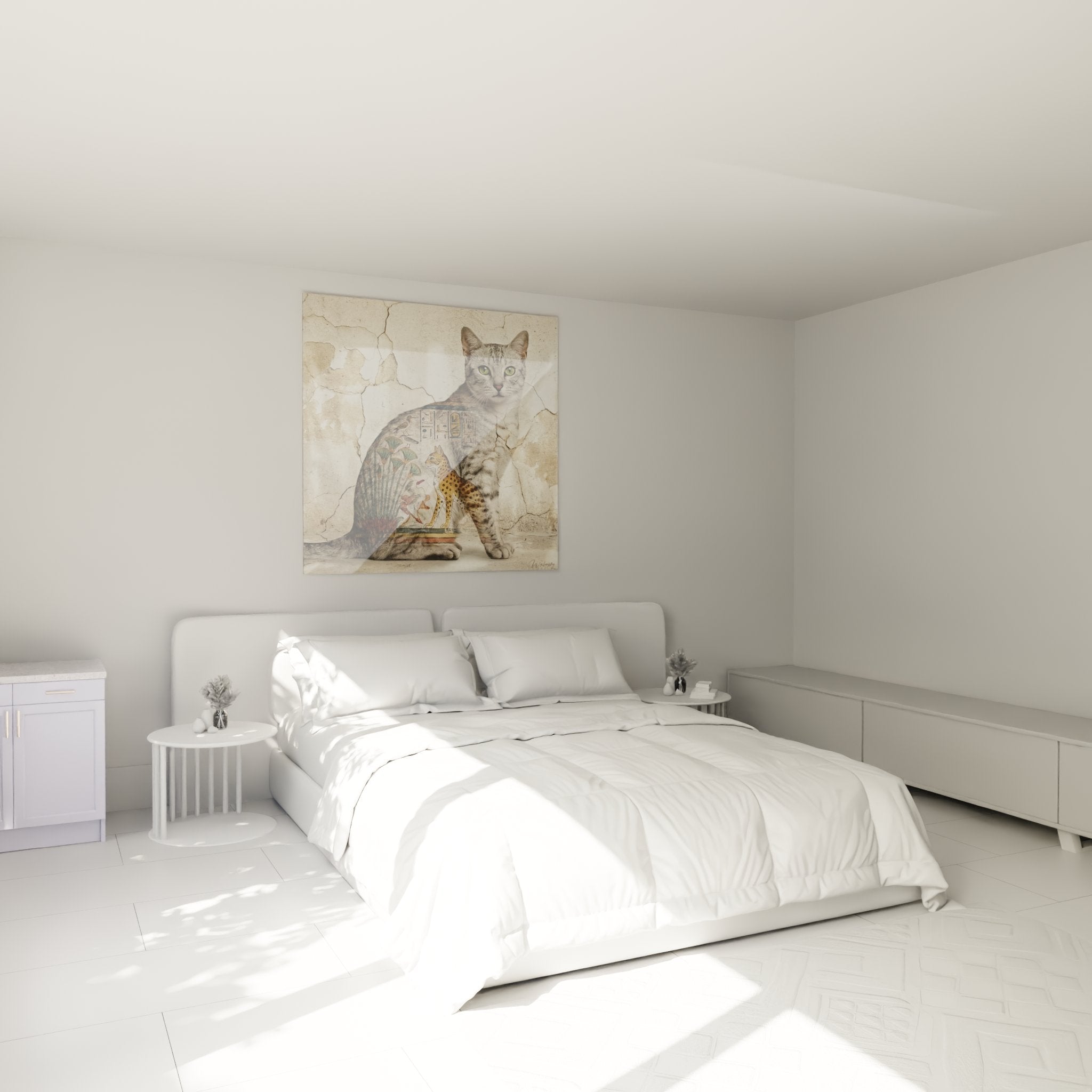 Quadro gatto Egyptian Mau arte egiziana antica appeso in camera decorazione murale felina moderna