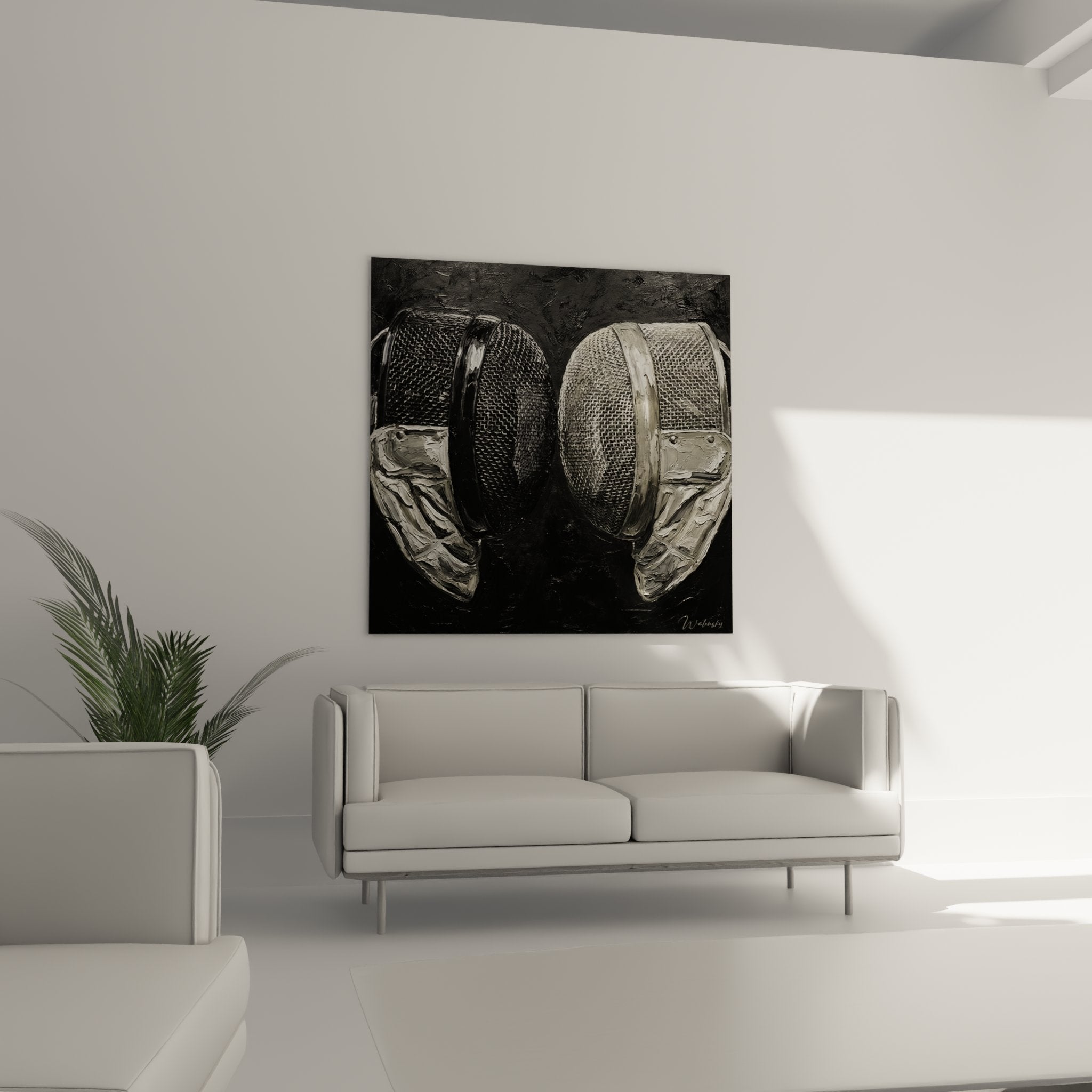 Dettaglio pittura maschere protezione scherma griglia metallica texture impasto artistico