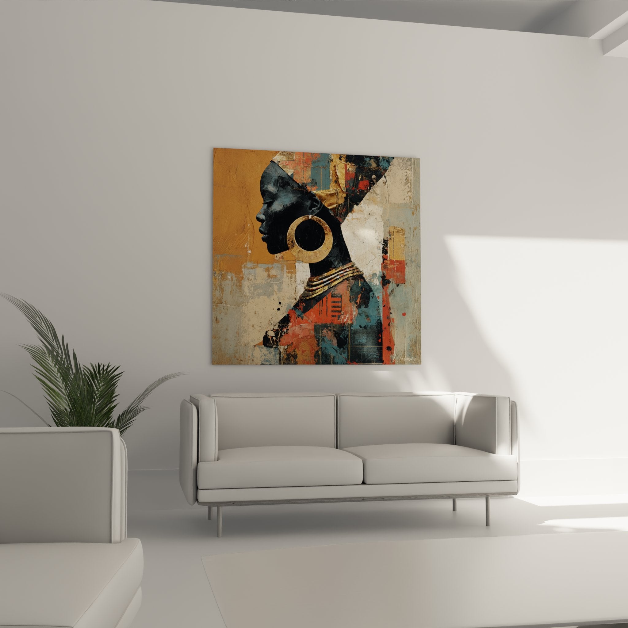 Detailporträt afrikanische Frau goldener Ring abstrakte Texturen zeitgenössische Kunst ethnisch Nahaufnahme