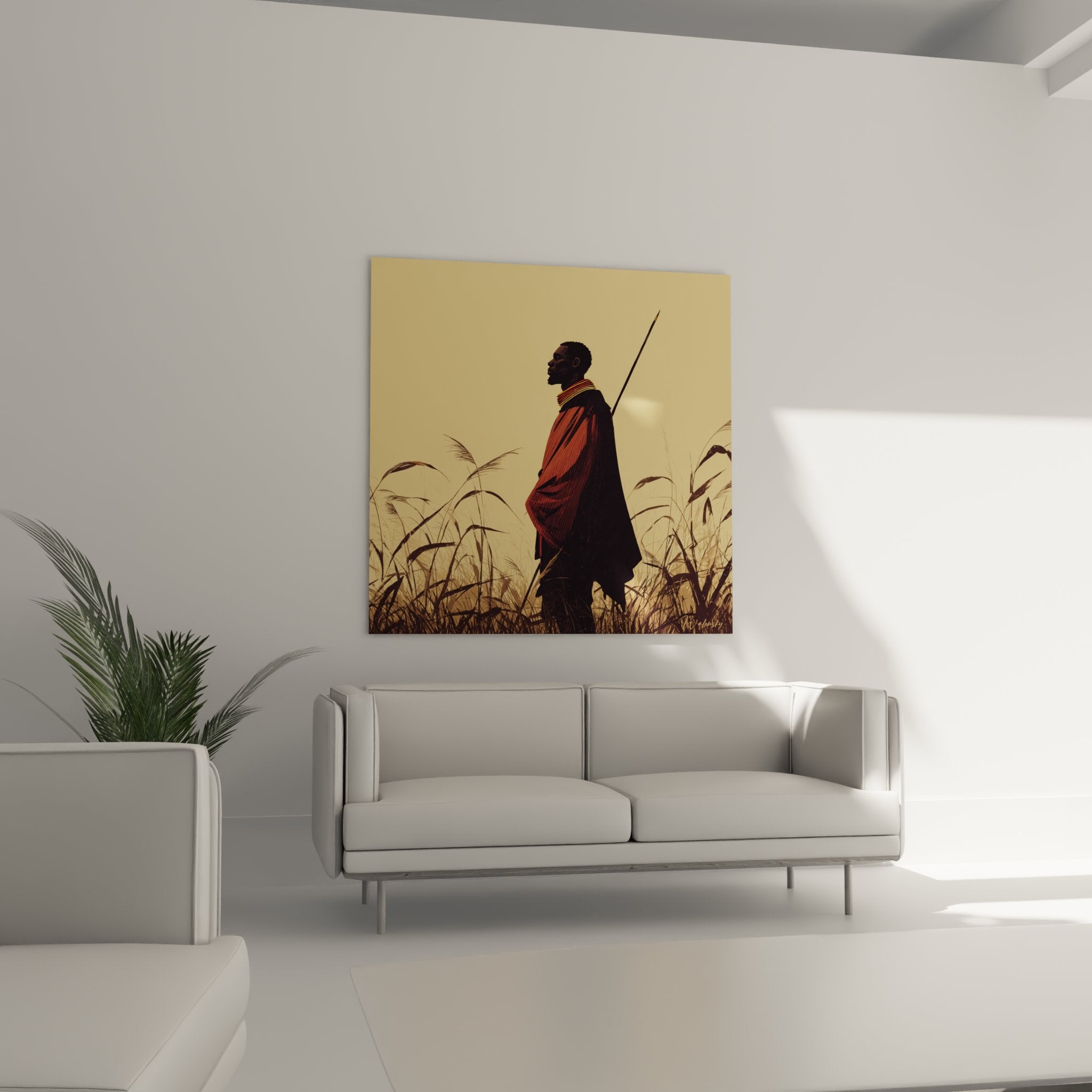 Masai warrior ornaments traditional neck lance painting authentic African art detail