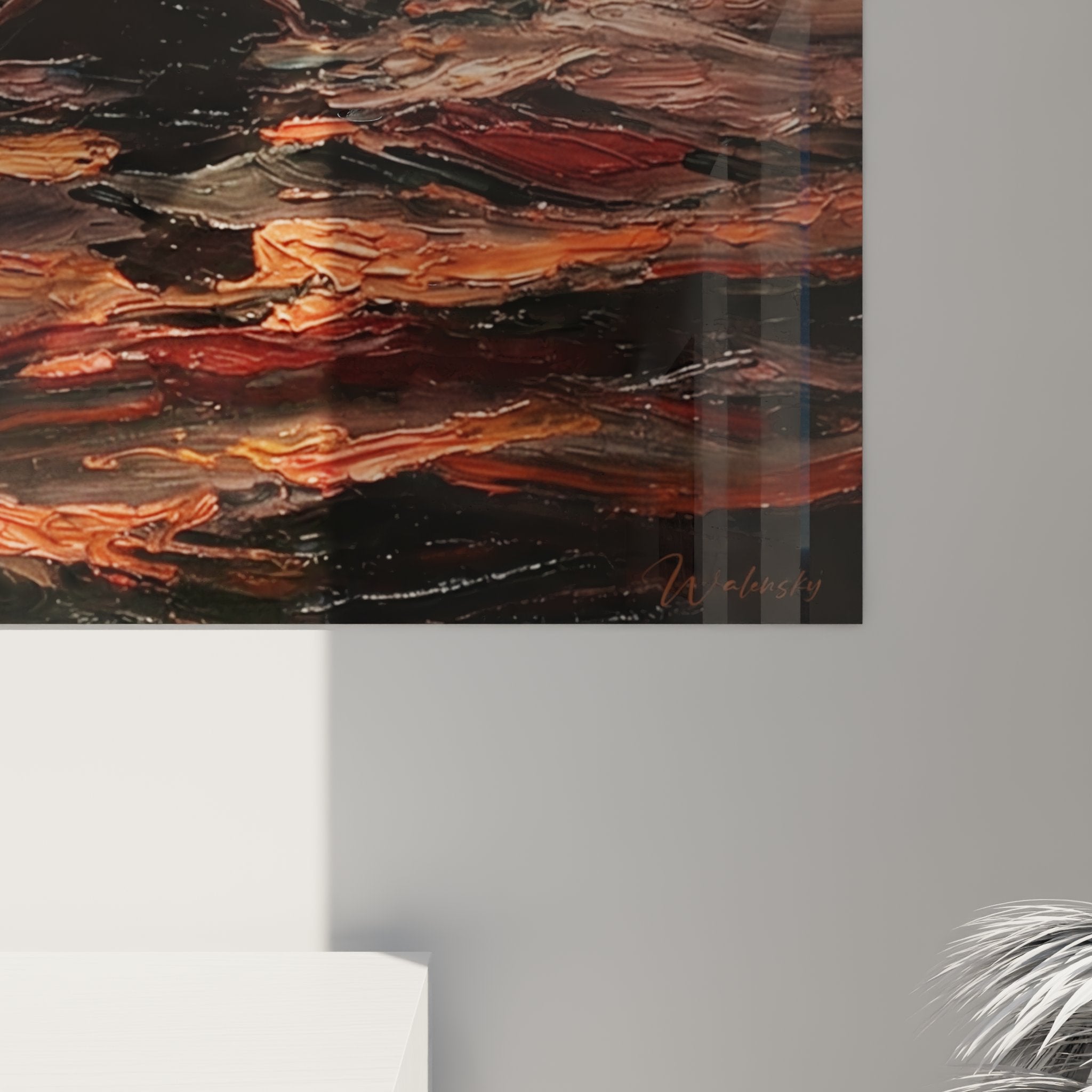 Vue ensemble tableau art natation nageur coucher soleil, perspective decoration murale moderne sport aquatique