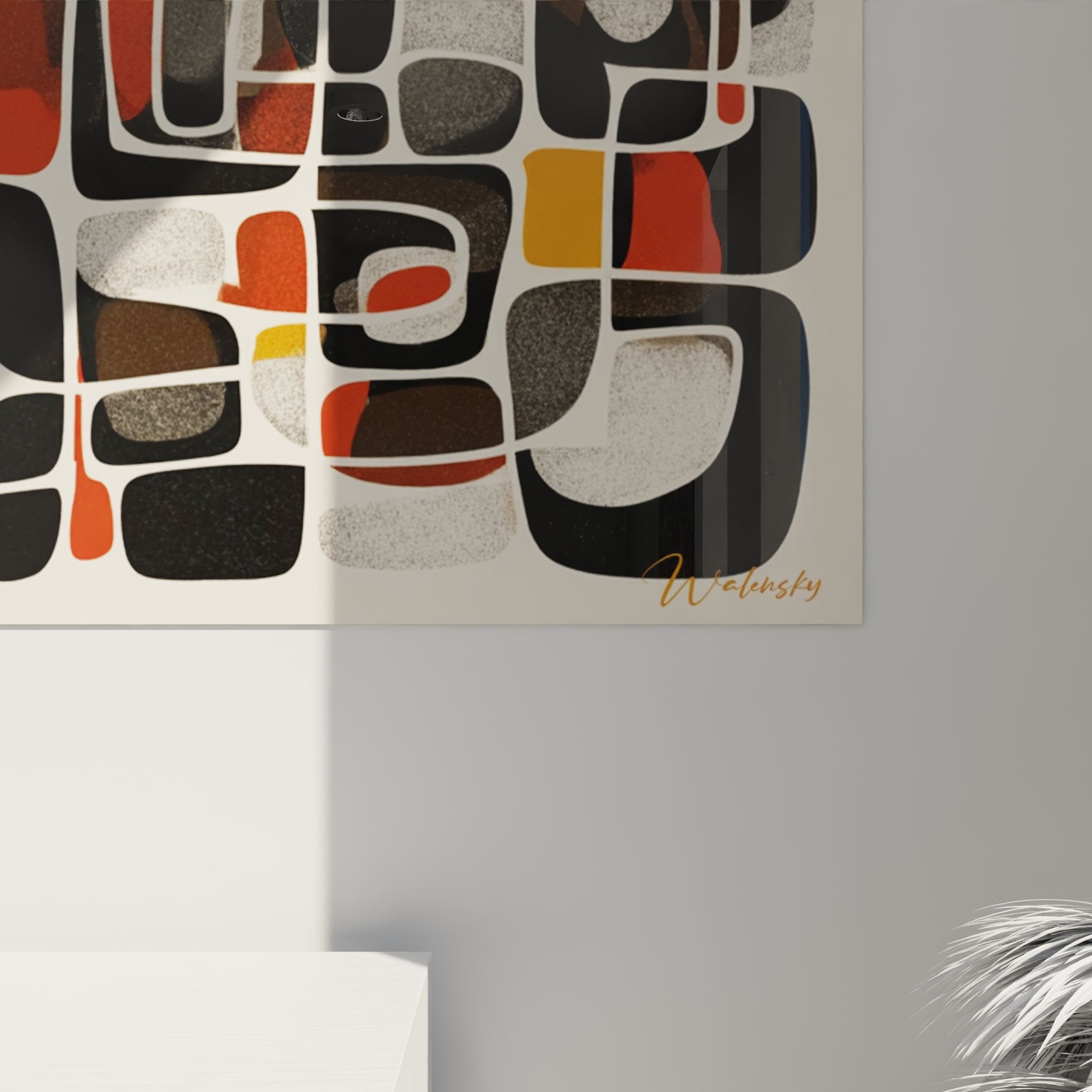 Vista d'insieme quadro mosaico africano geometrico arte tribale moderna decorazione murale etnica