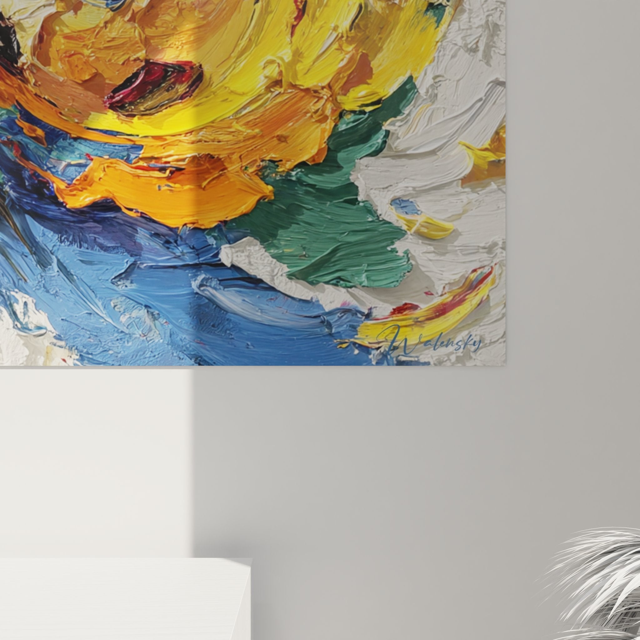 Vue ensemble tableau football flammes accroche murale decoration interieur passion sport