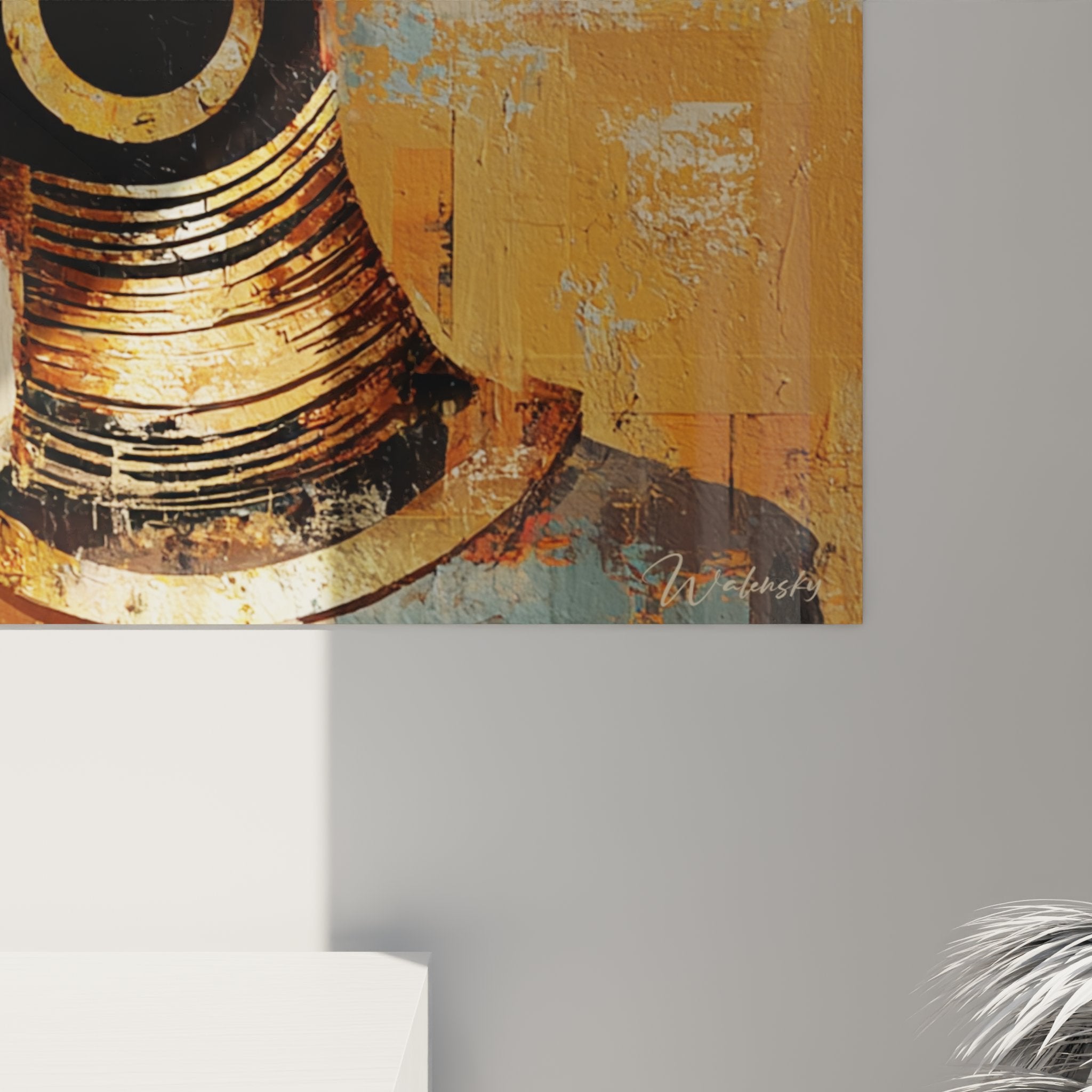 Vista d'insieme quadro art africano donna profilo decorazione interiore murale ritratto etnico moderno dorato