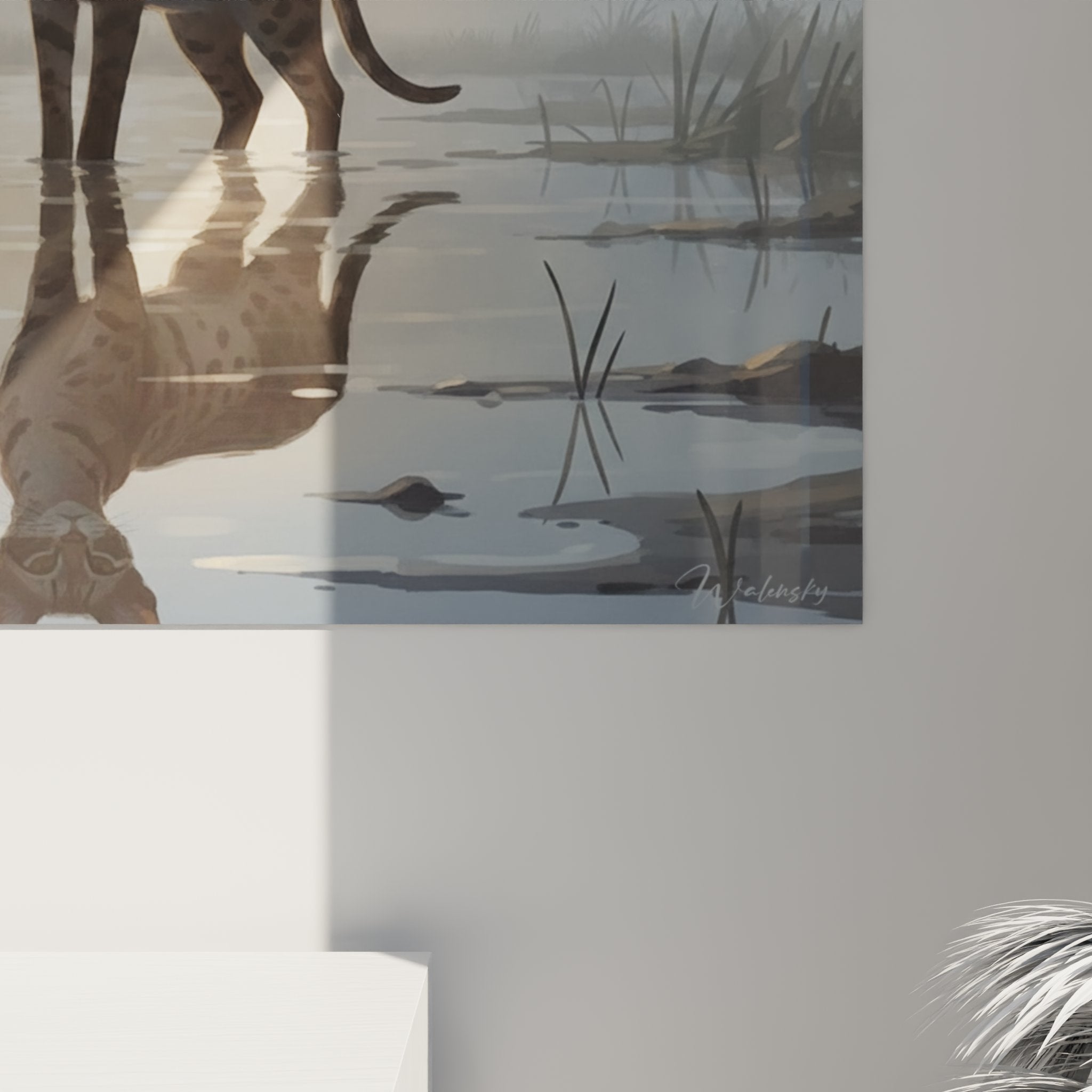 Vue d'ensemble du tableau chat Chausie reflets sauvages dans un interieur contemporain elegant