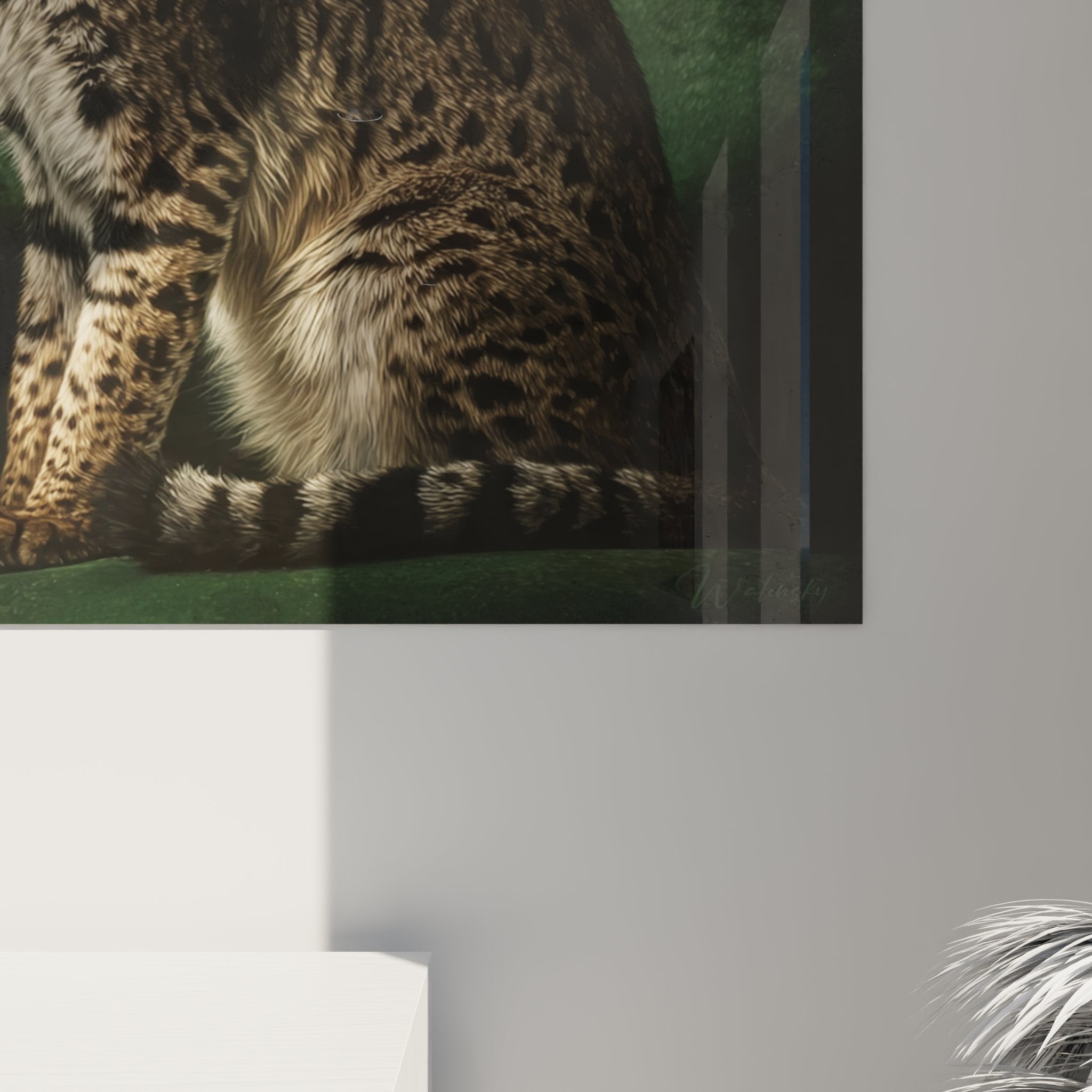 Vue ensemble tableau mural chat Savannah salon victorien decoration interieure de caractere