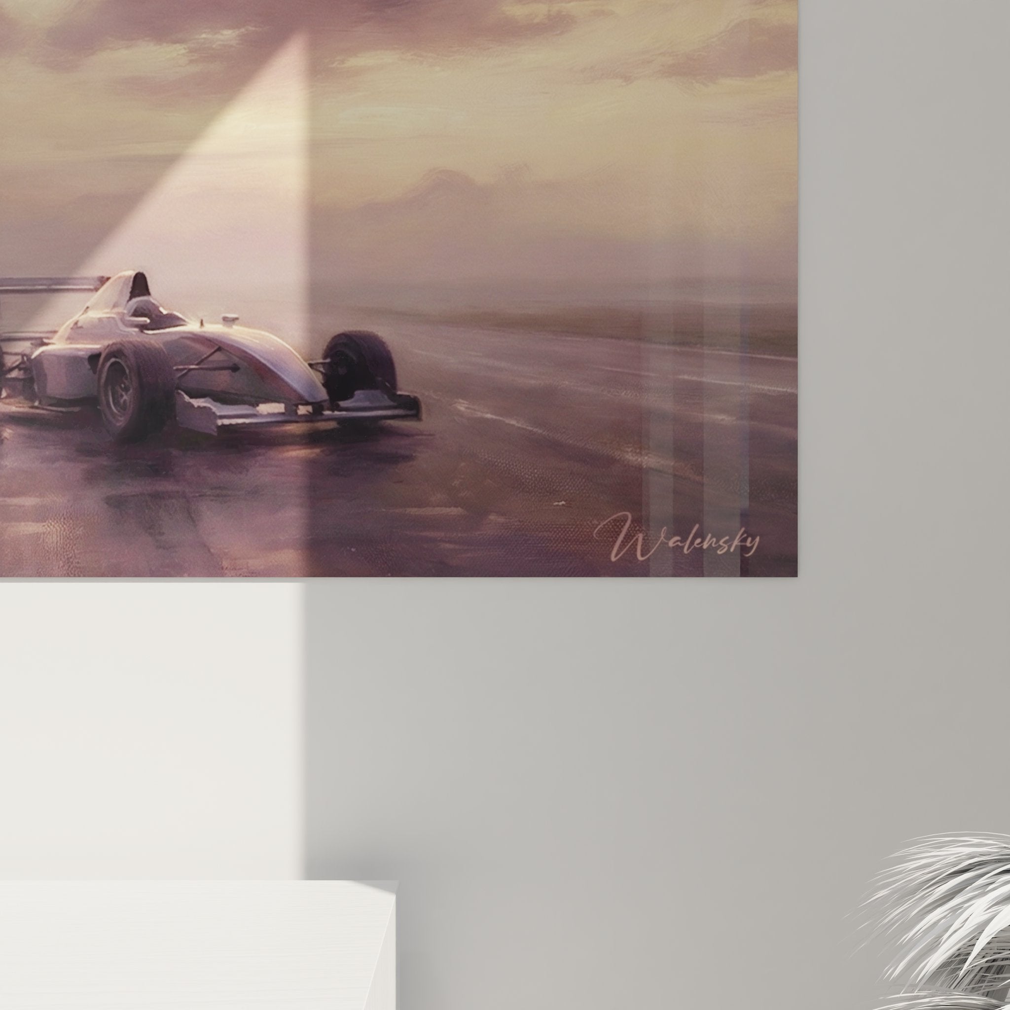 Vue ensemble tableau mural F1 monoplace orage decoration interieur art automobile Welinsky