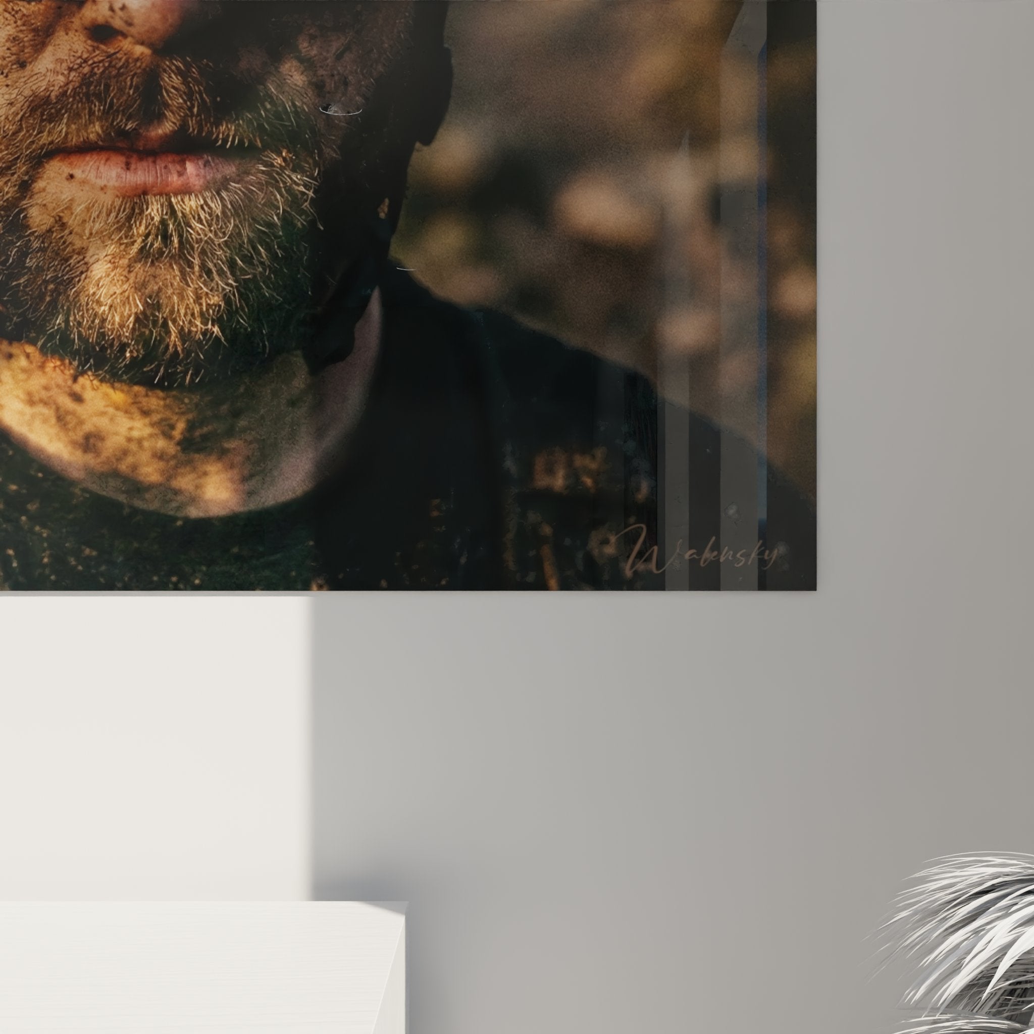 Full view portrait wall art mountain biker interior decoration sport MTB cycling contemporary art quality