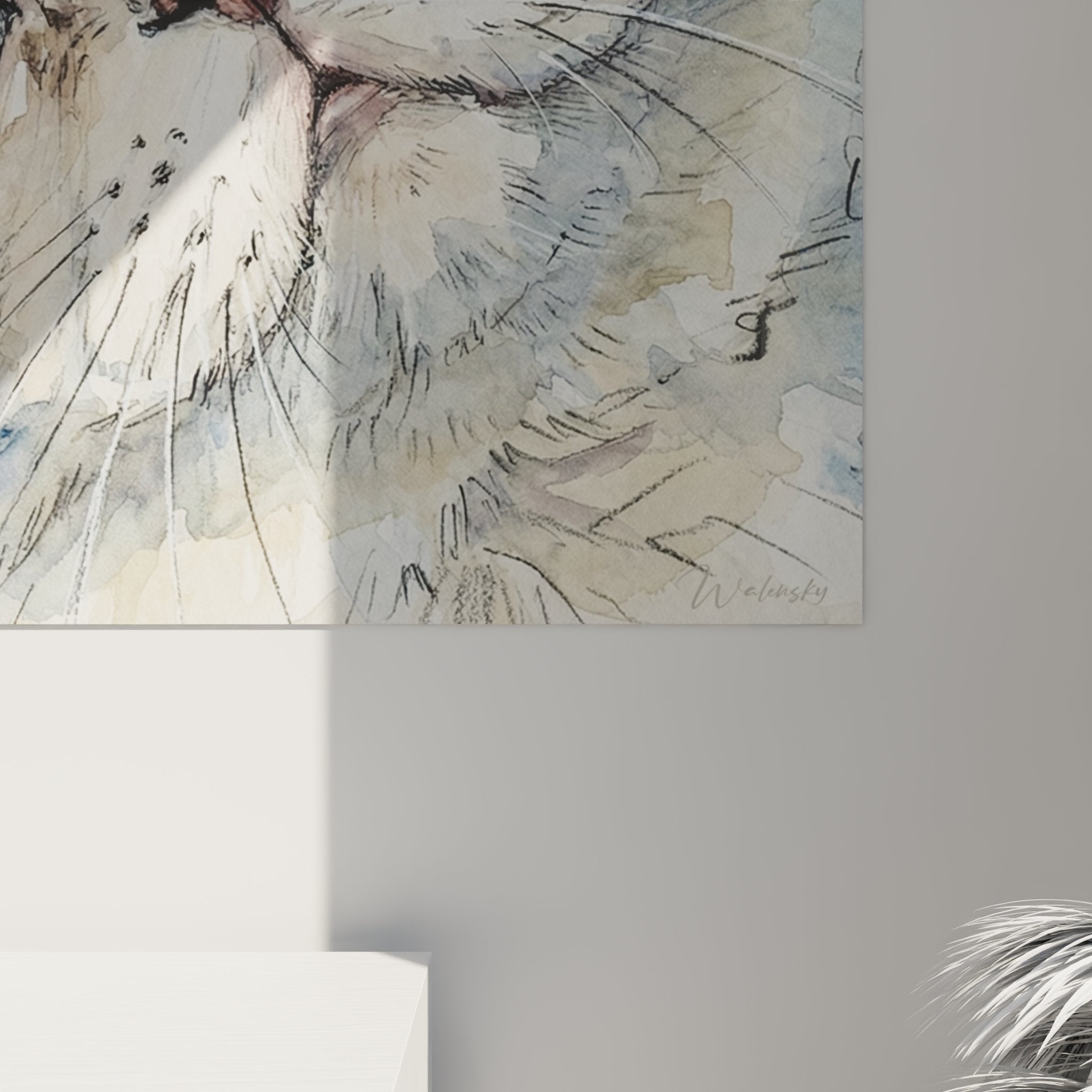 Gesamtansicht Wandbild Katze Exotic Shorthair, Aquarell-Kunstwerk zur Inneneinrichtung