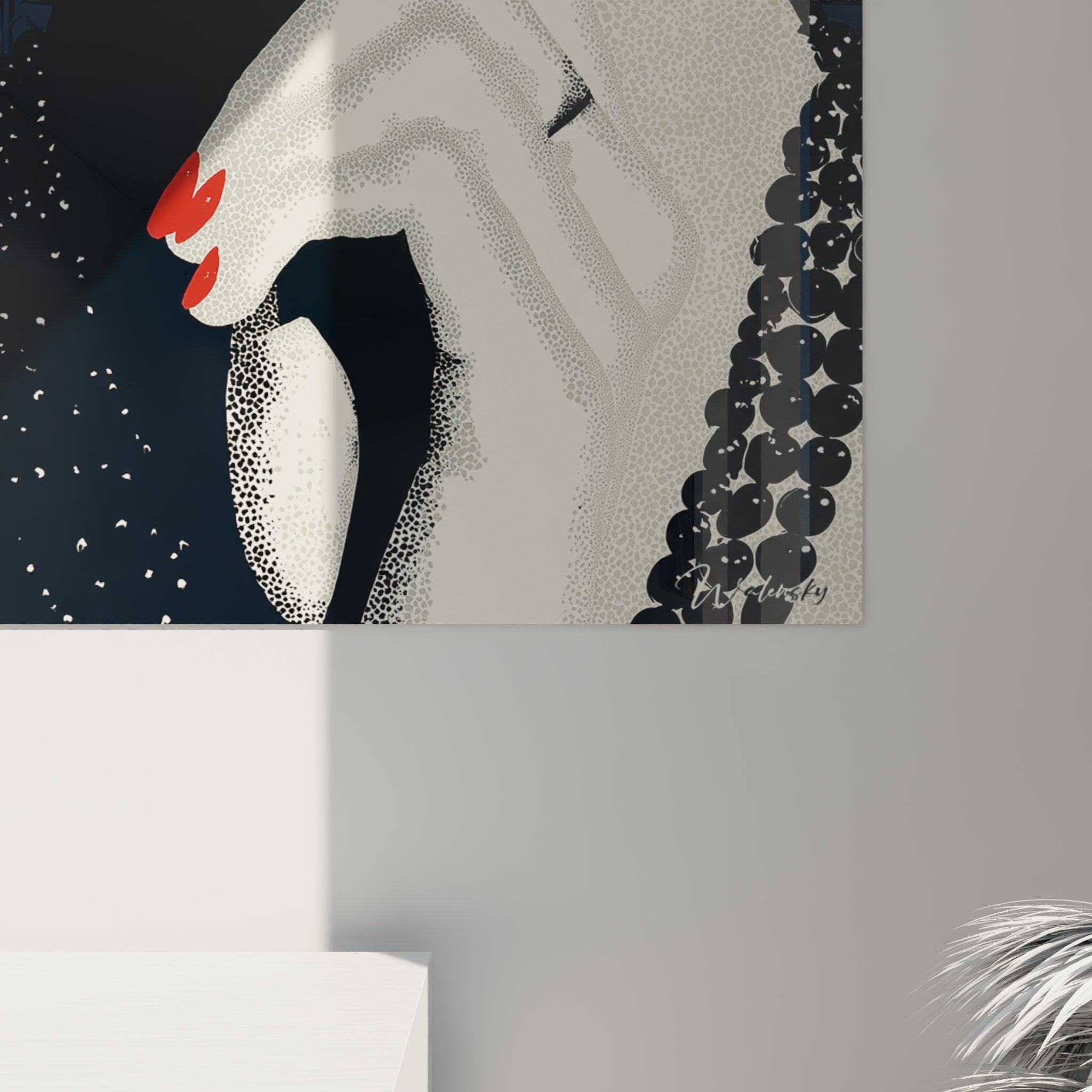 Panoramica opera d'arte deco donna elegante motivi geometrici ornamentali vintage