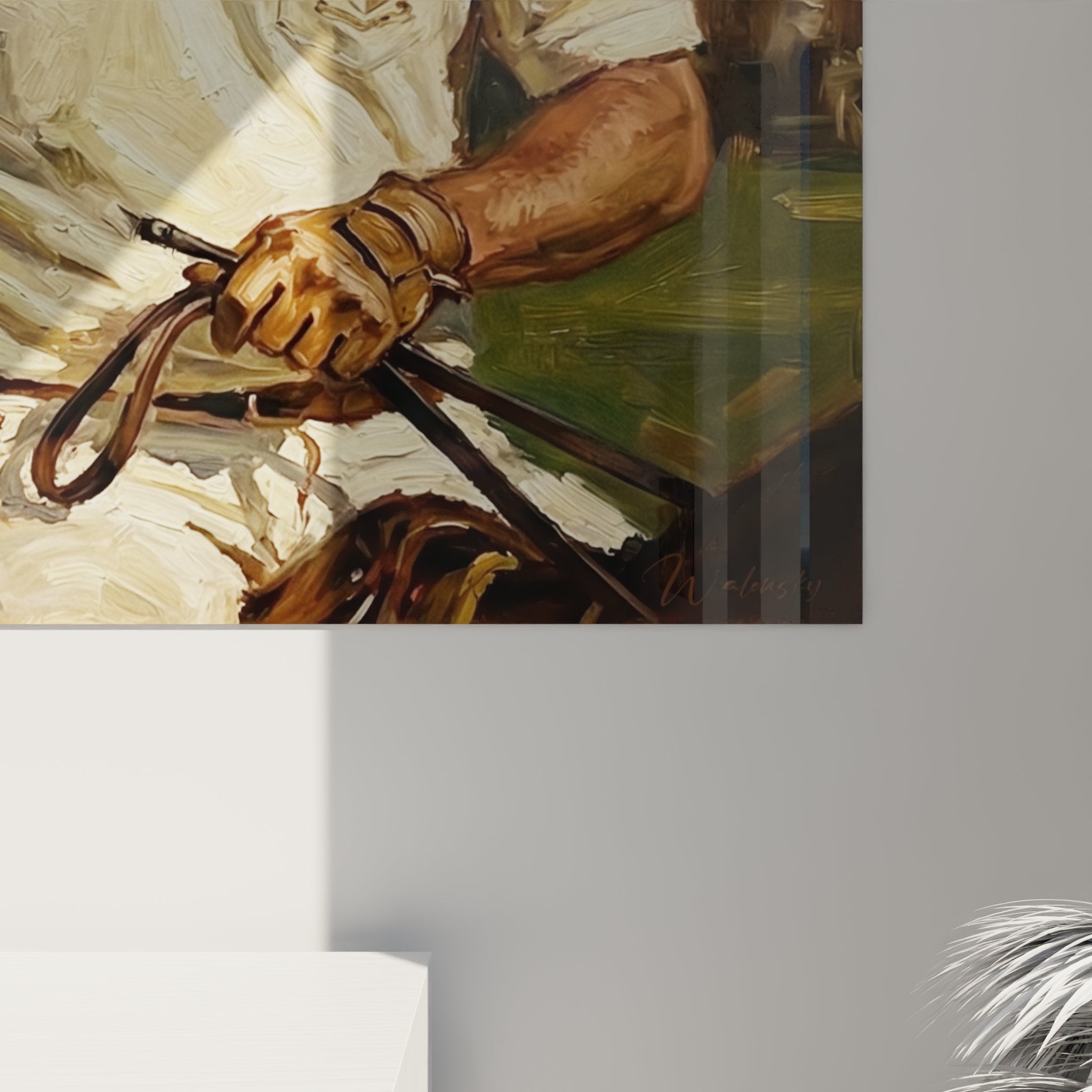Full view polo painting interior decoration equestrian sport wall art elegance refinement