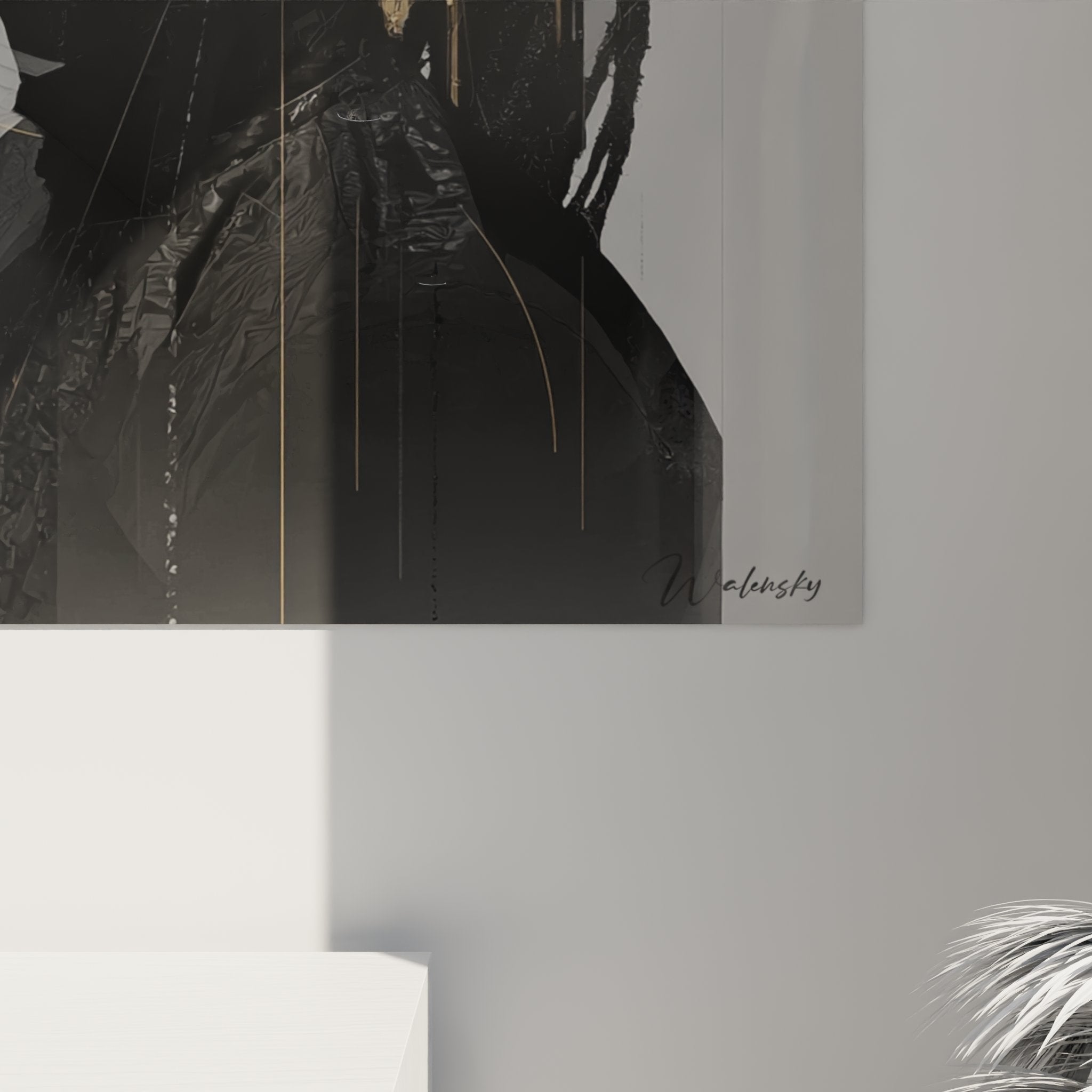 Vista d'insieme quadro ritratto africano profilo in soggiorno contemporaneo decorazione murale moderna