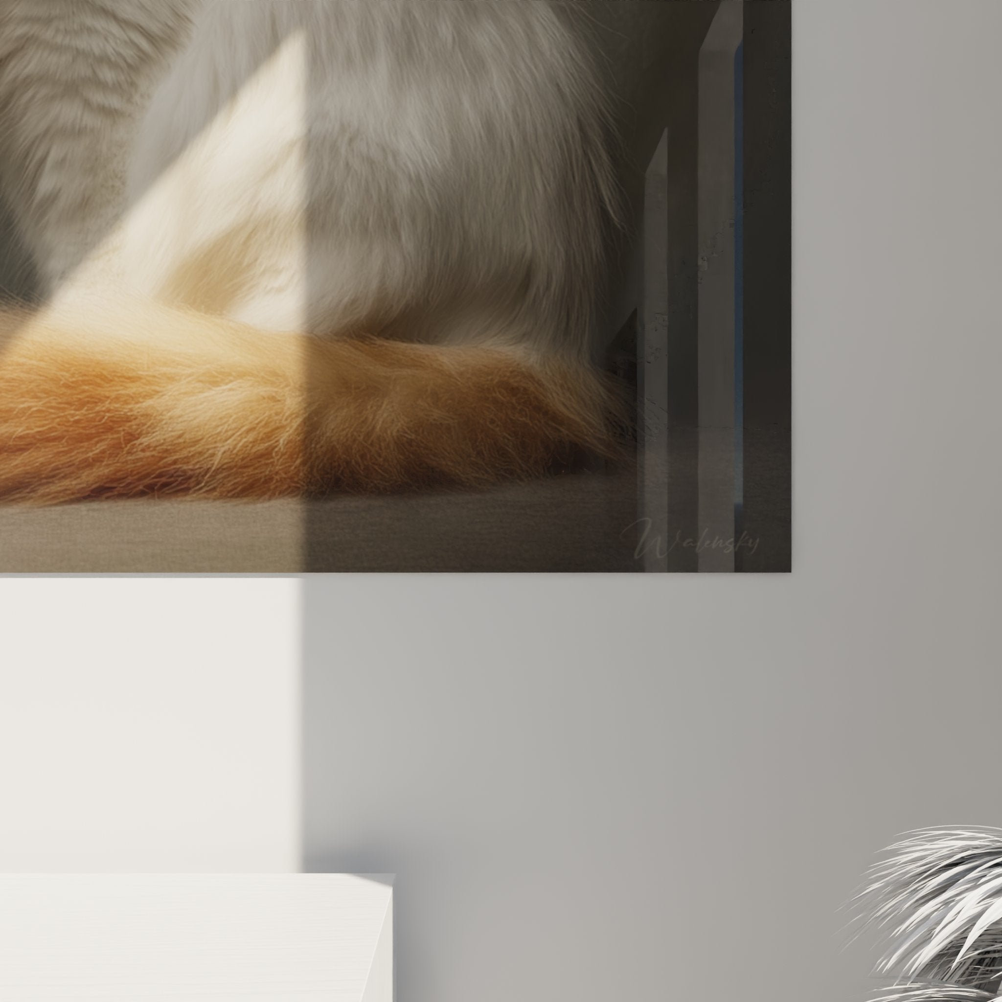 Vue d'ensemble tableau chat Turkish Van decoration interieure moderne art animalier mural