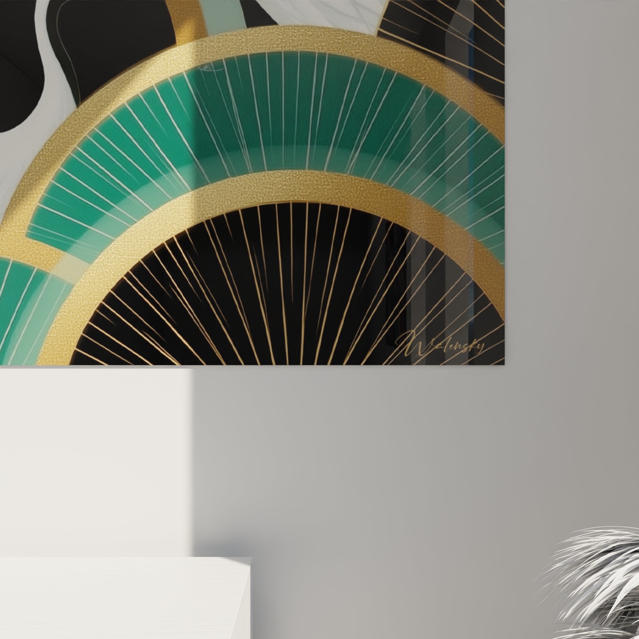 Overhead view of cranes wall art deco mural sophisticated interior decor