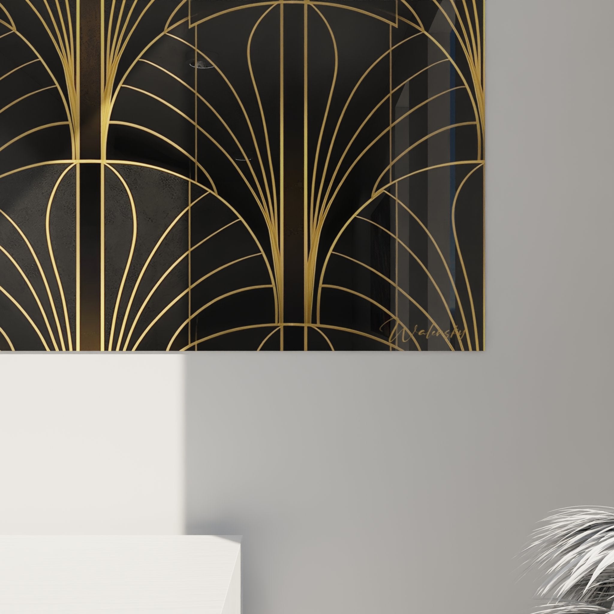 Overview art deco wall art geometric fan motifs, contemporary geometric wall decoration design