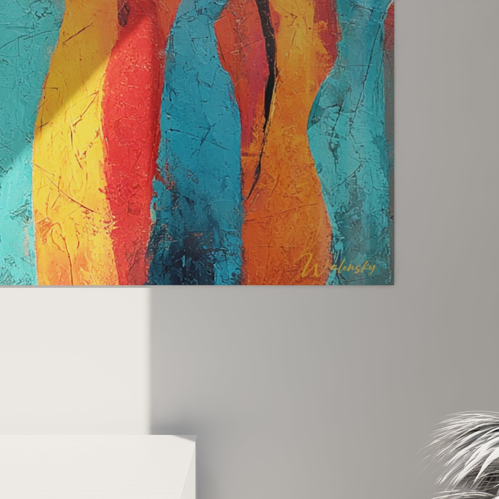 Panoramica quadro murale danza africana silhouette femminili lance cerimoniali decorazione etnica